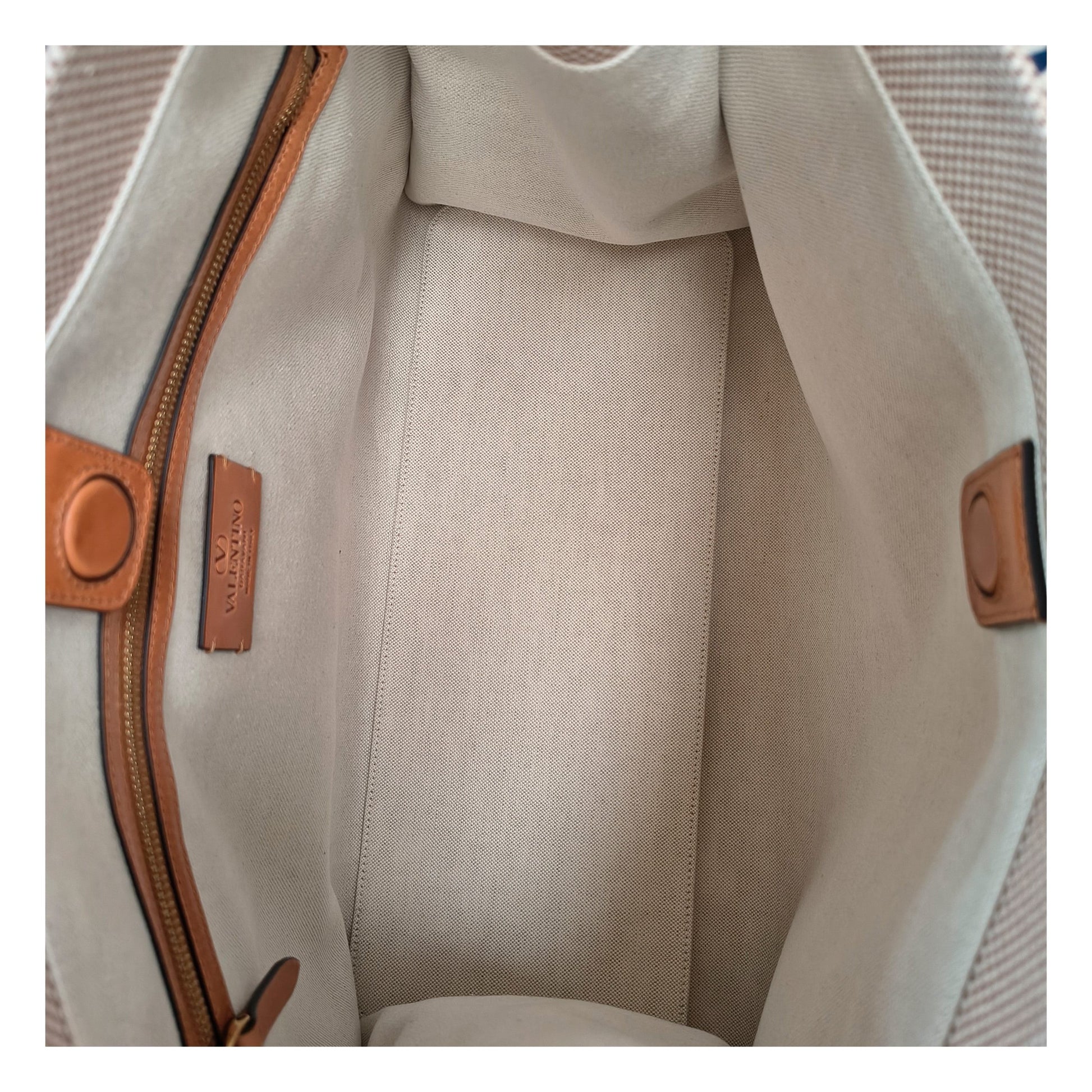 Beige Fabric Handbag