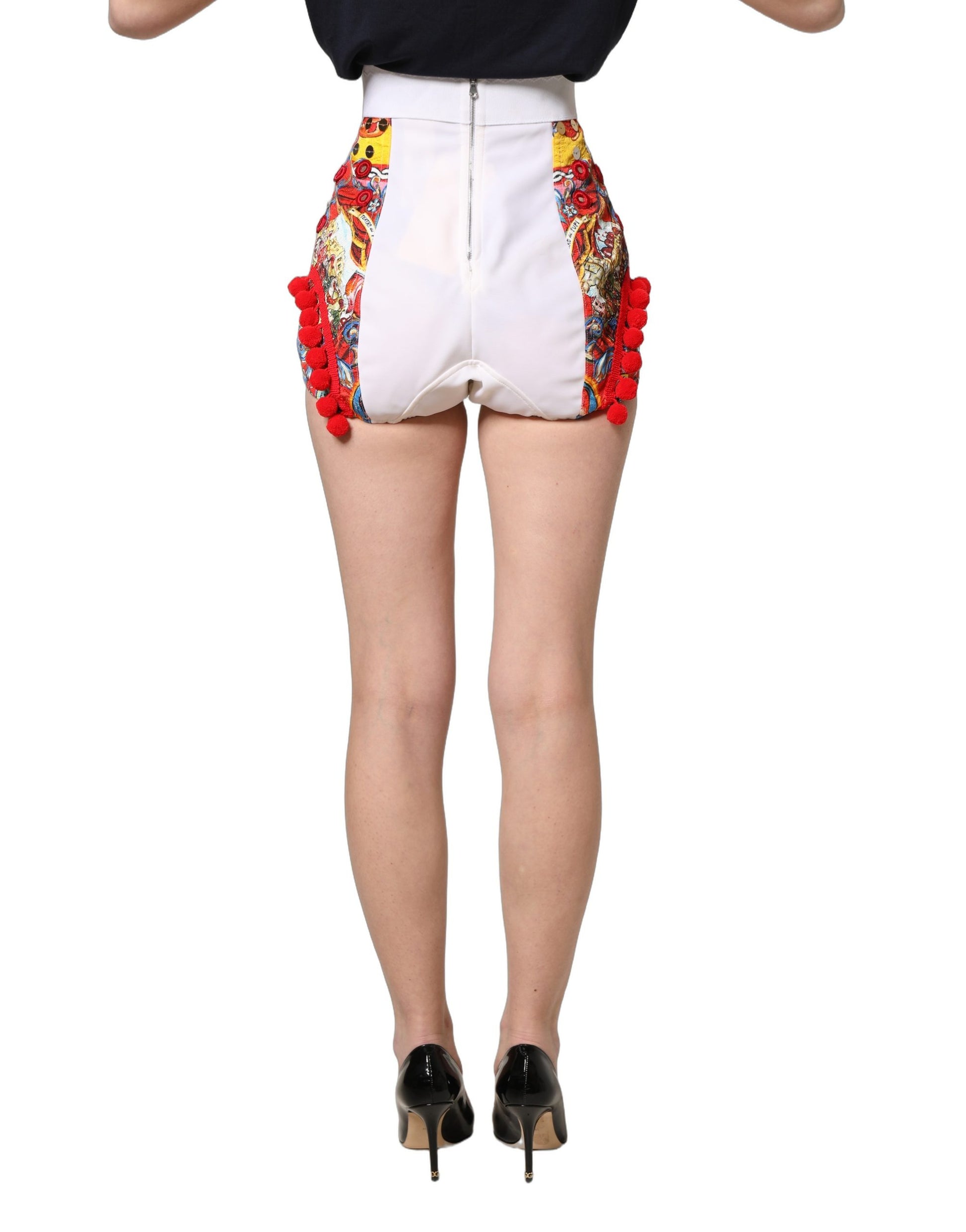 Multicolor Brocade Jewelled High Waist Hotpants Skirt