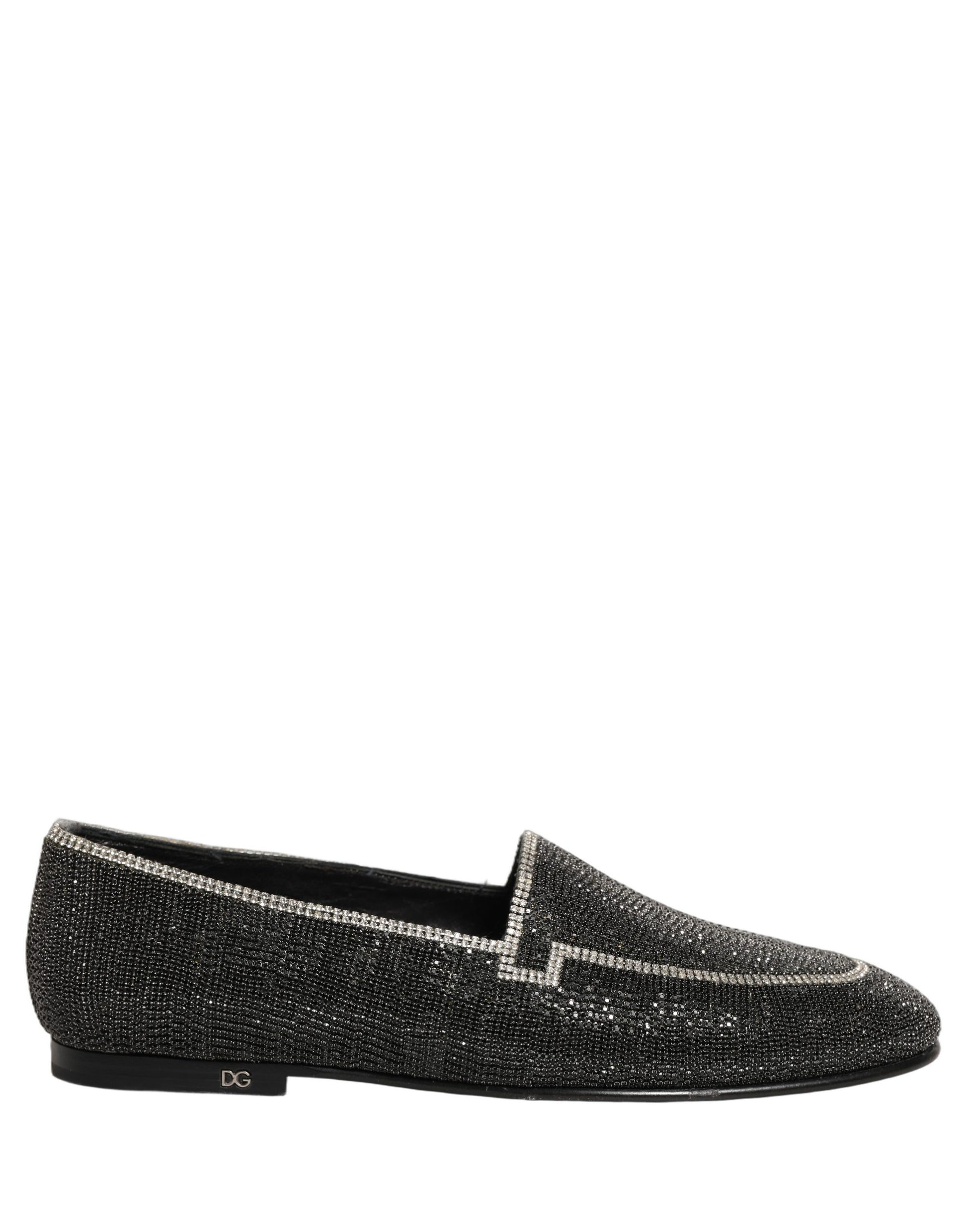 Black Crystal Embellished Men Loafers Shoes