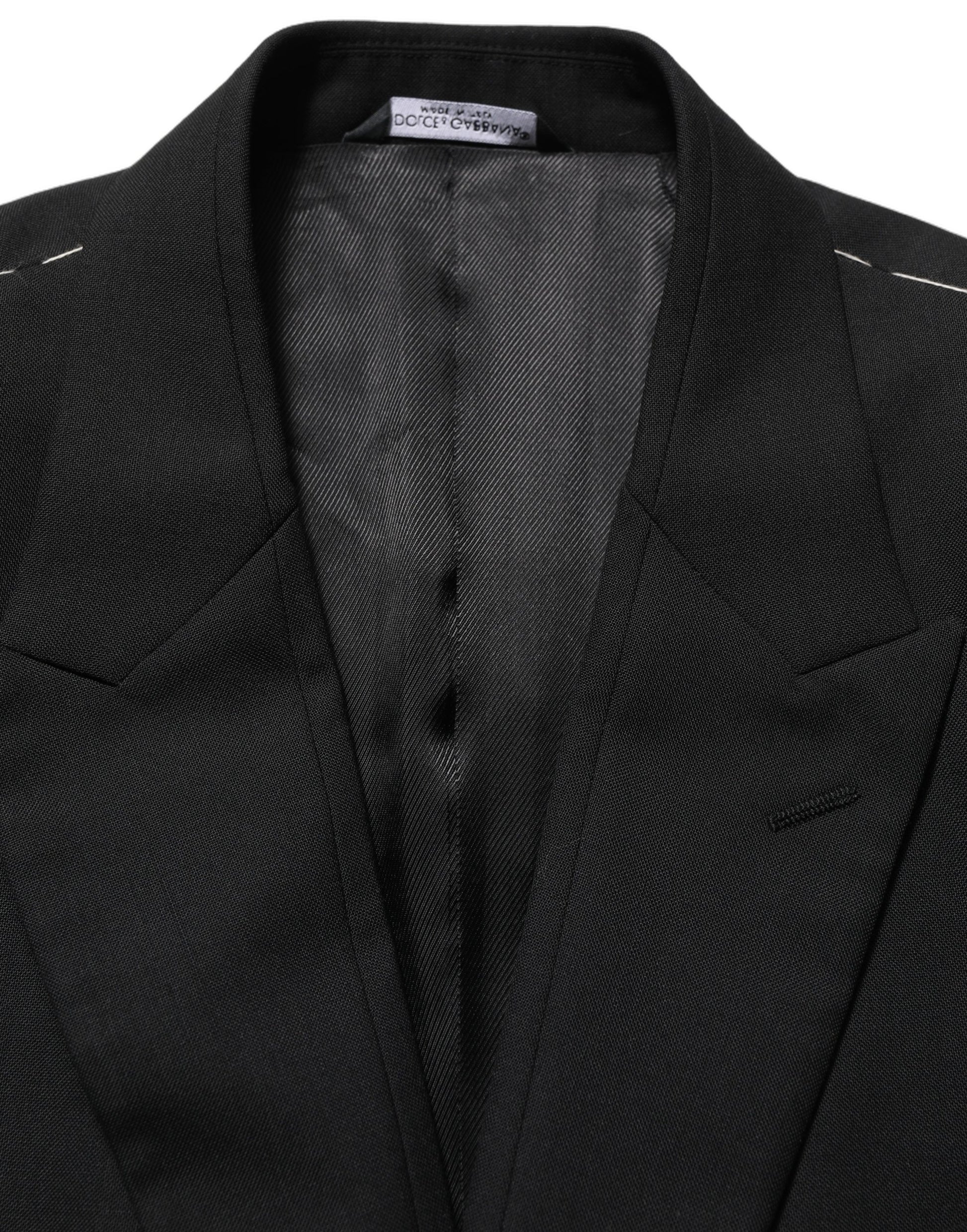 Black Wool Single Breasted Blazer Jacket