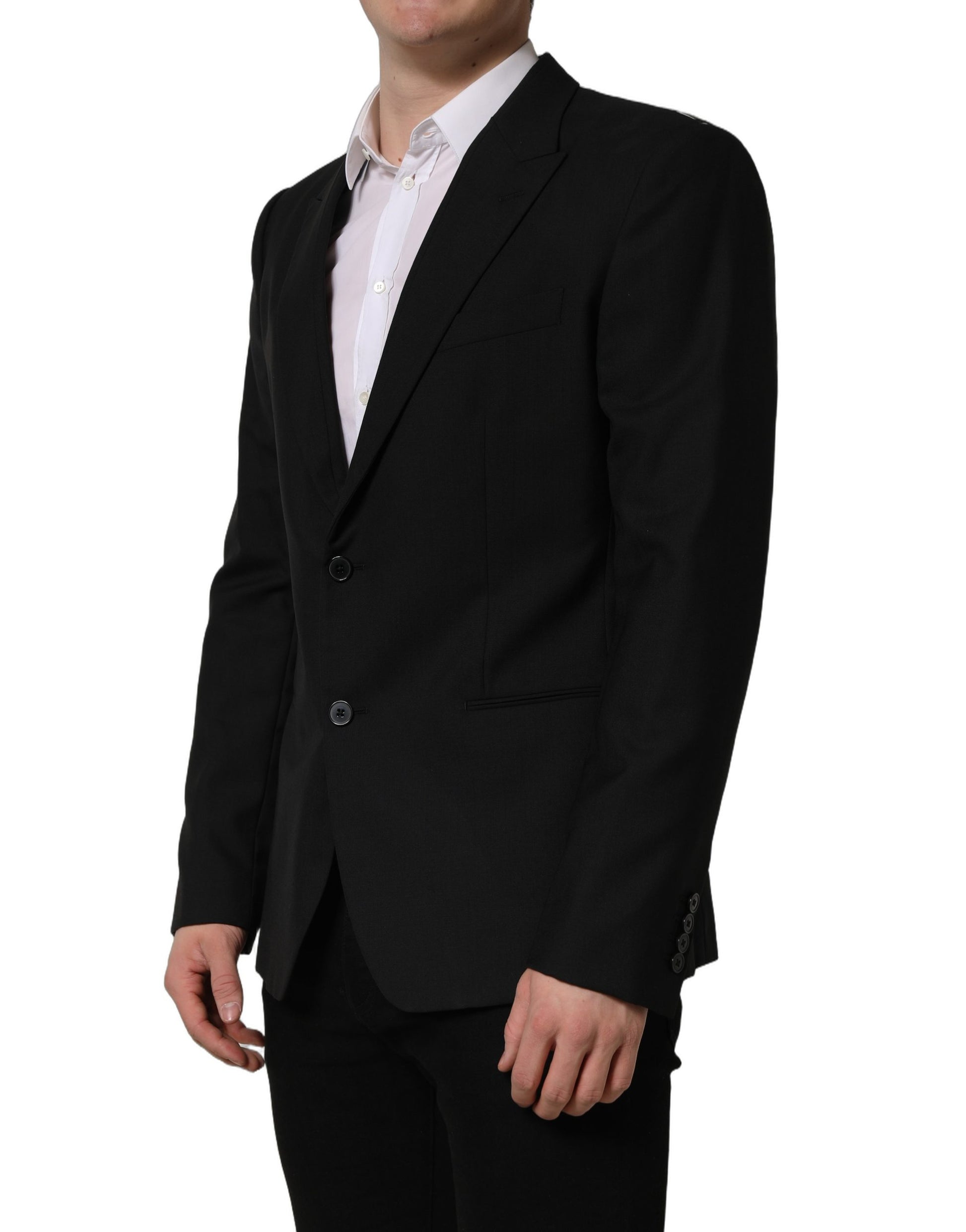 Black Wool Single Breasted Blazer Jacket