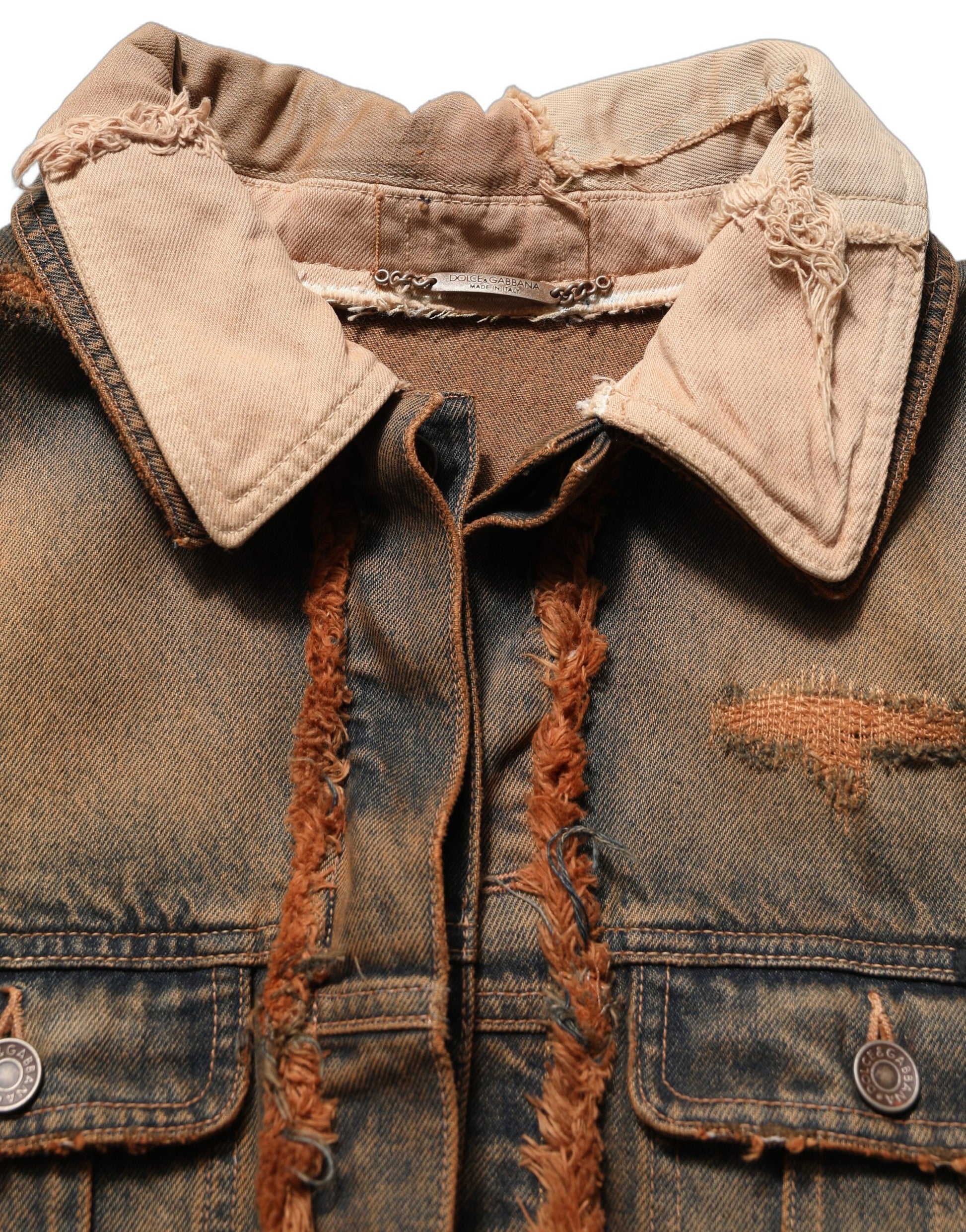 Multicolor Raw Cut Panelled Denim Men Jacket