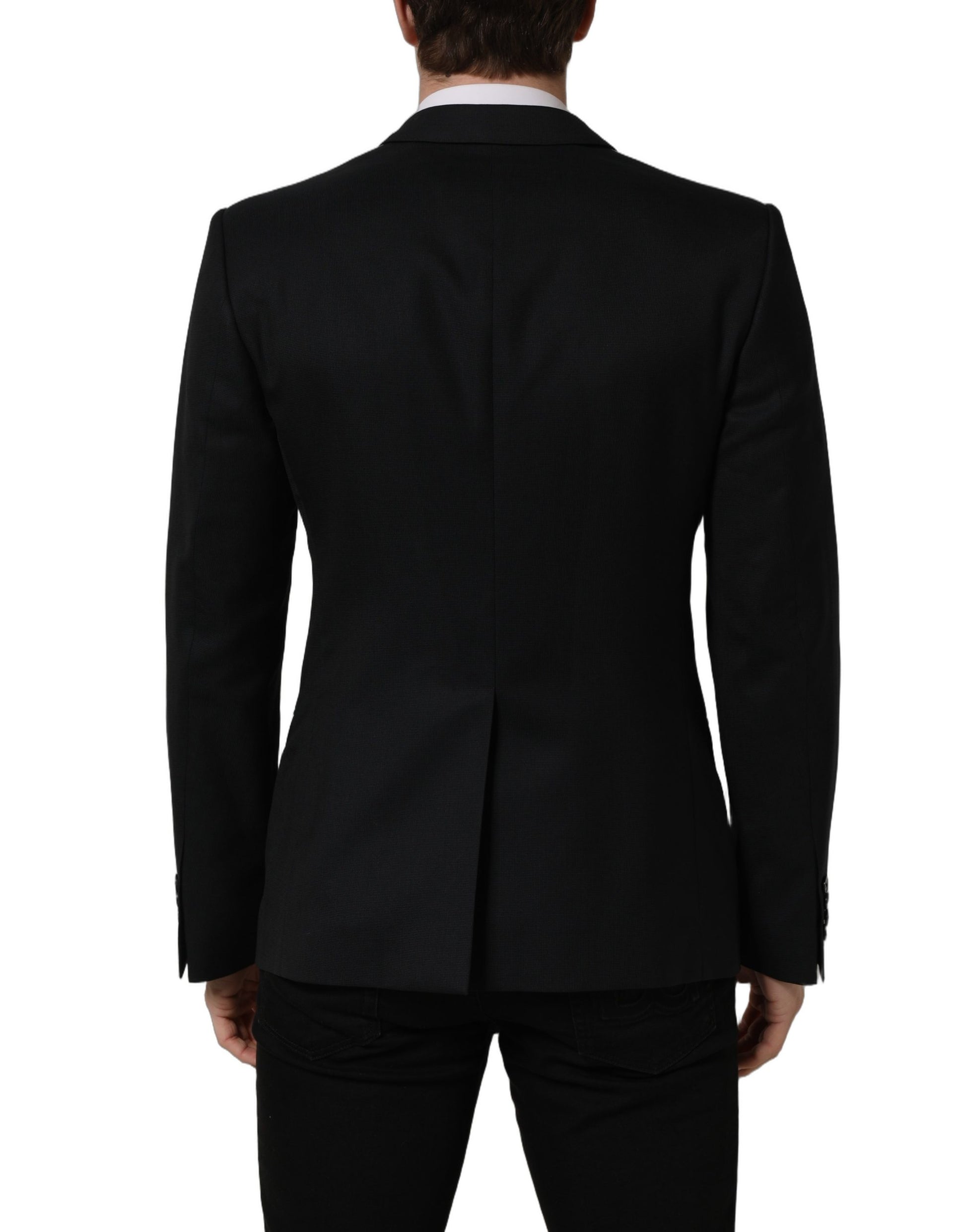 Black Wool Single Breasted Blazer Jacket