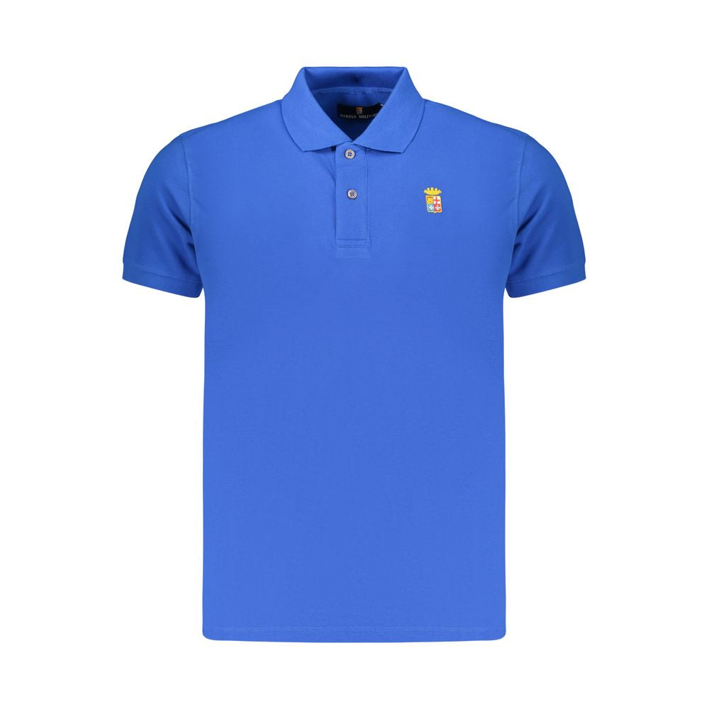 Blue Cotton Men Polo