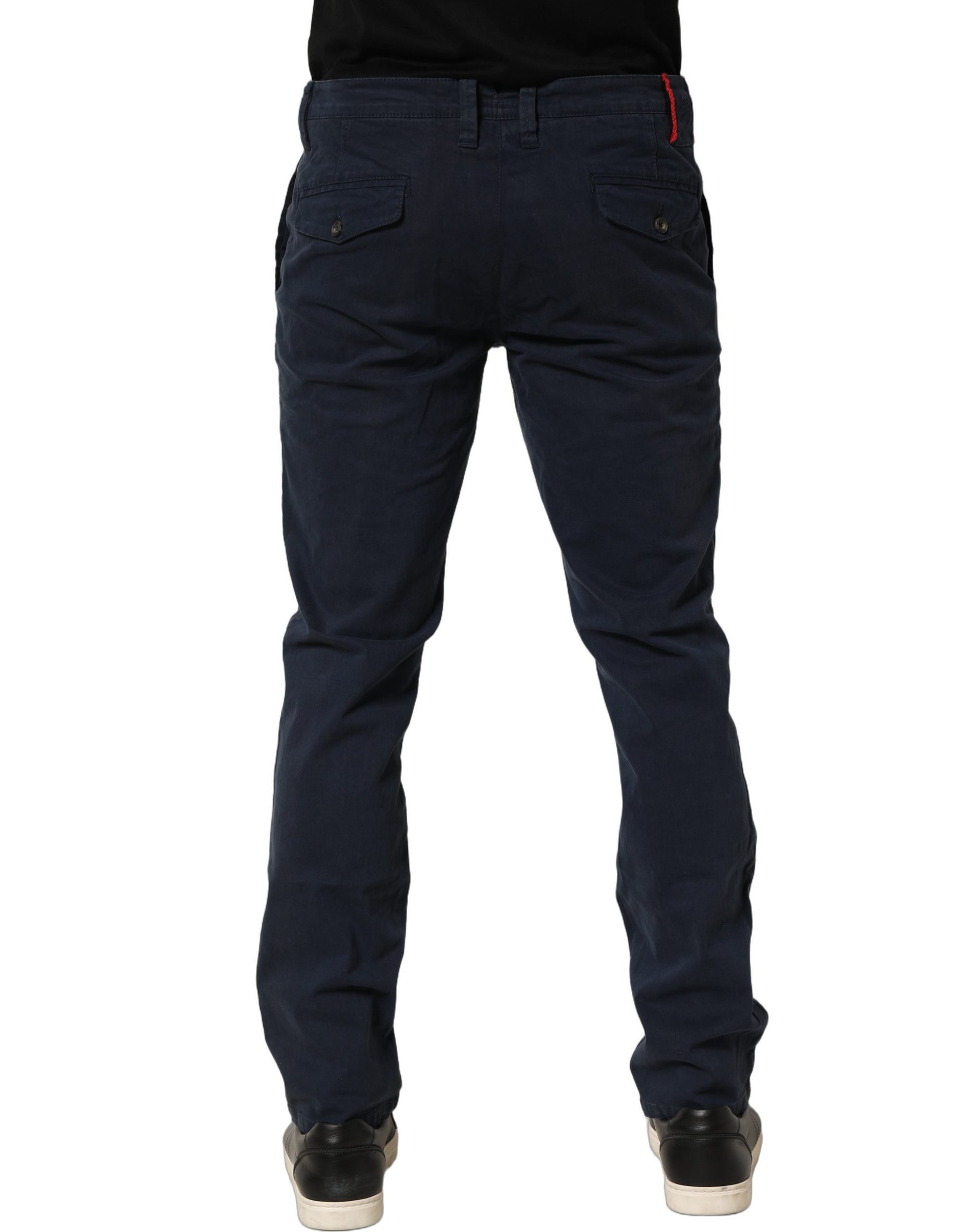 Navy Blue Skinny Chino Mid Waist Men Pants