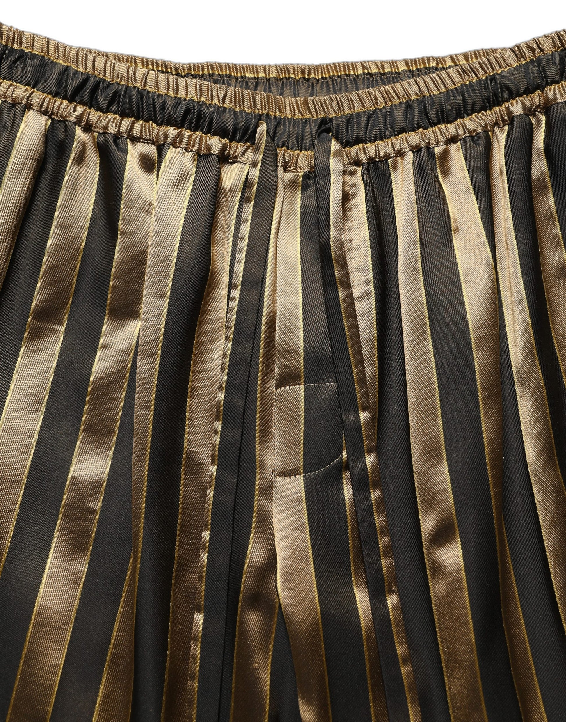 Gold Black Stripe Satin Tapered Leg Men Pants