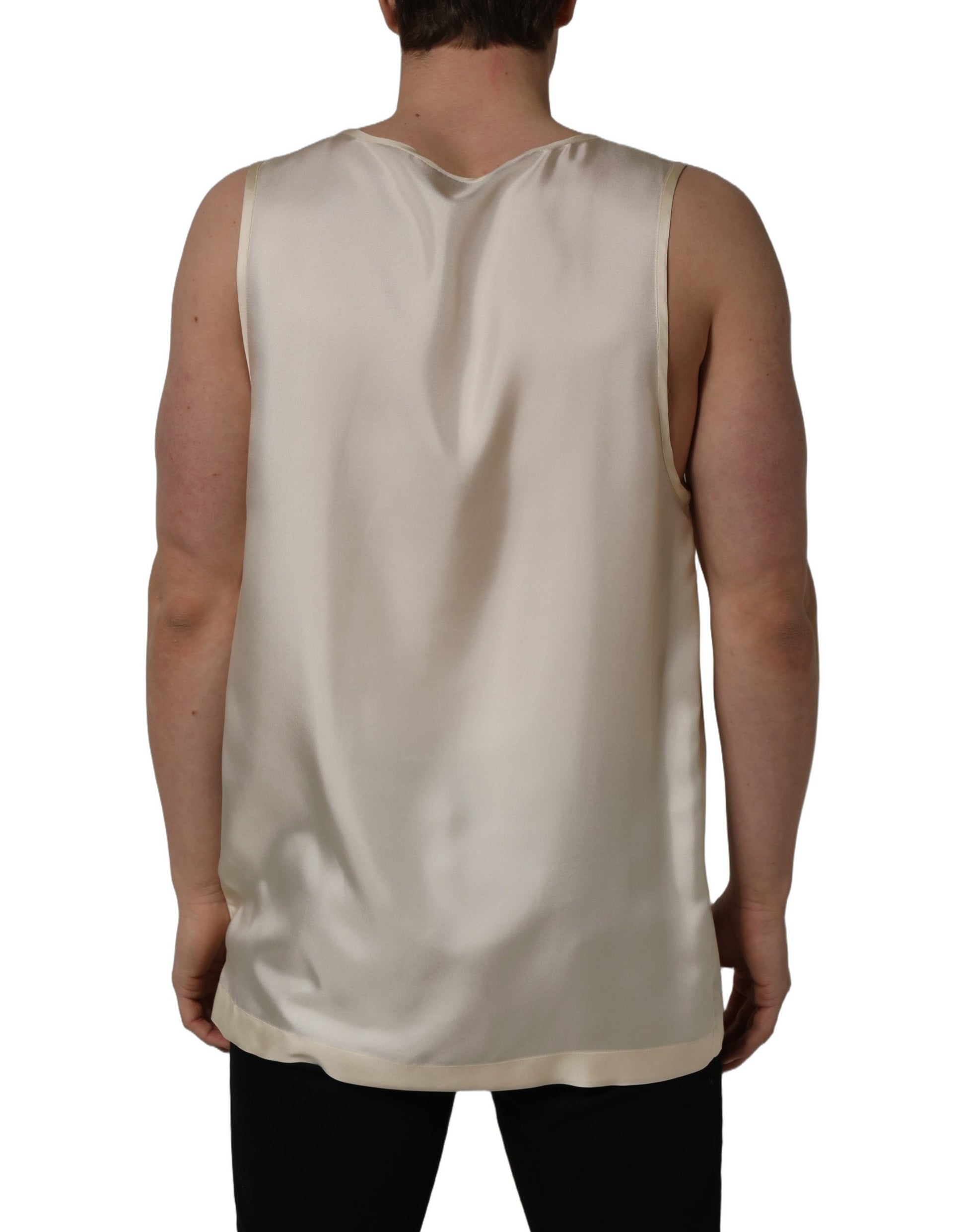 Off White Silk Sleeveless Tank Top T-shirt