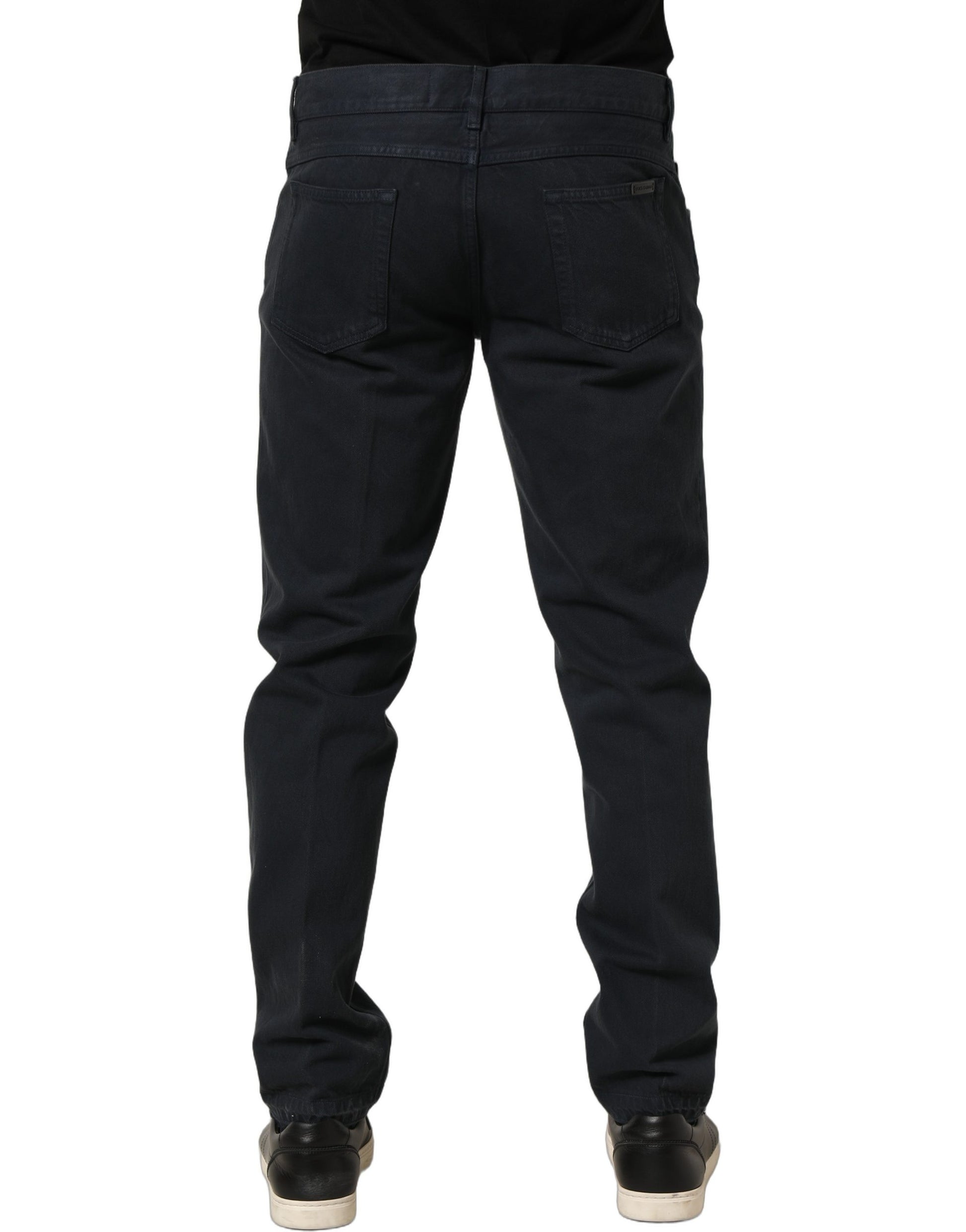 Black Cotton Mid Waist Skinny Men Denim Jeans