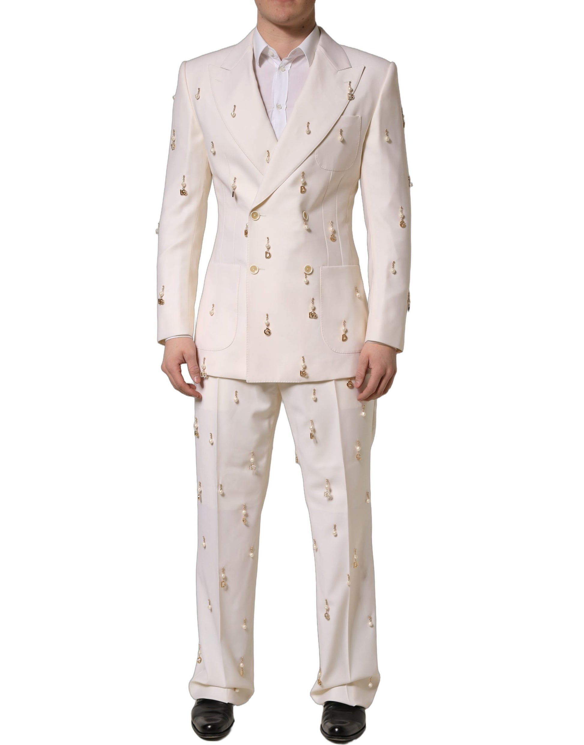 White Wool Slim Fit Formal 2 Piece Men Suit