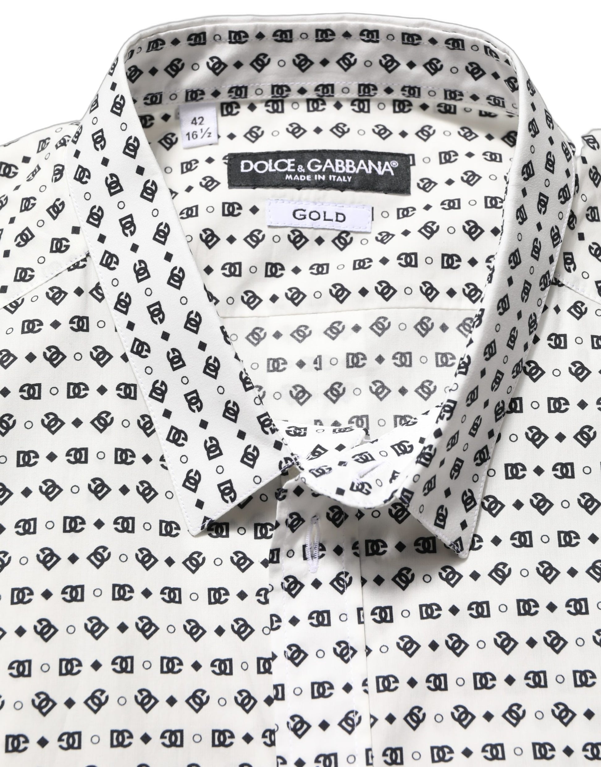 White Logo GOLD Long Sleeves Dress Shirt