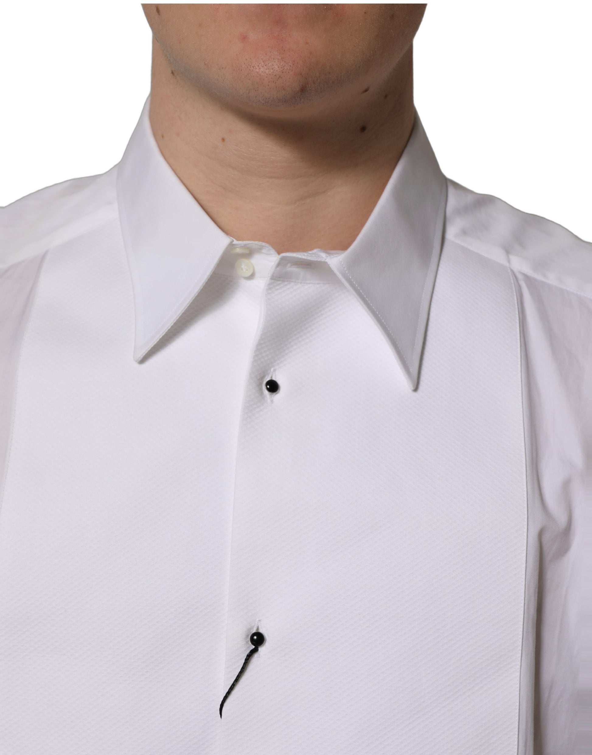 White GOLD Long Sleeves Bib Men Dress Shirt