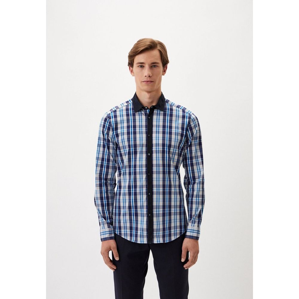 Navy Blue Cotton Pattern Shirt