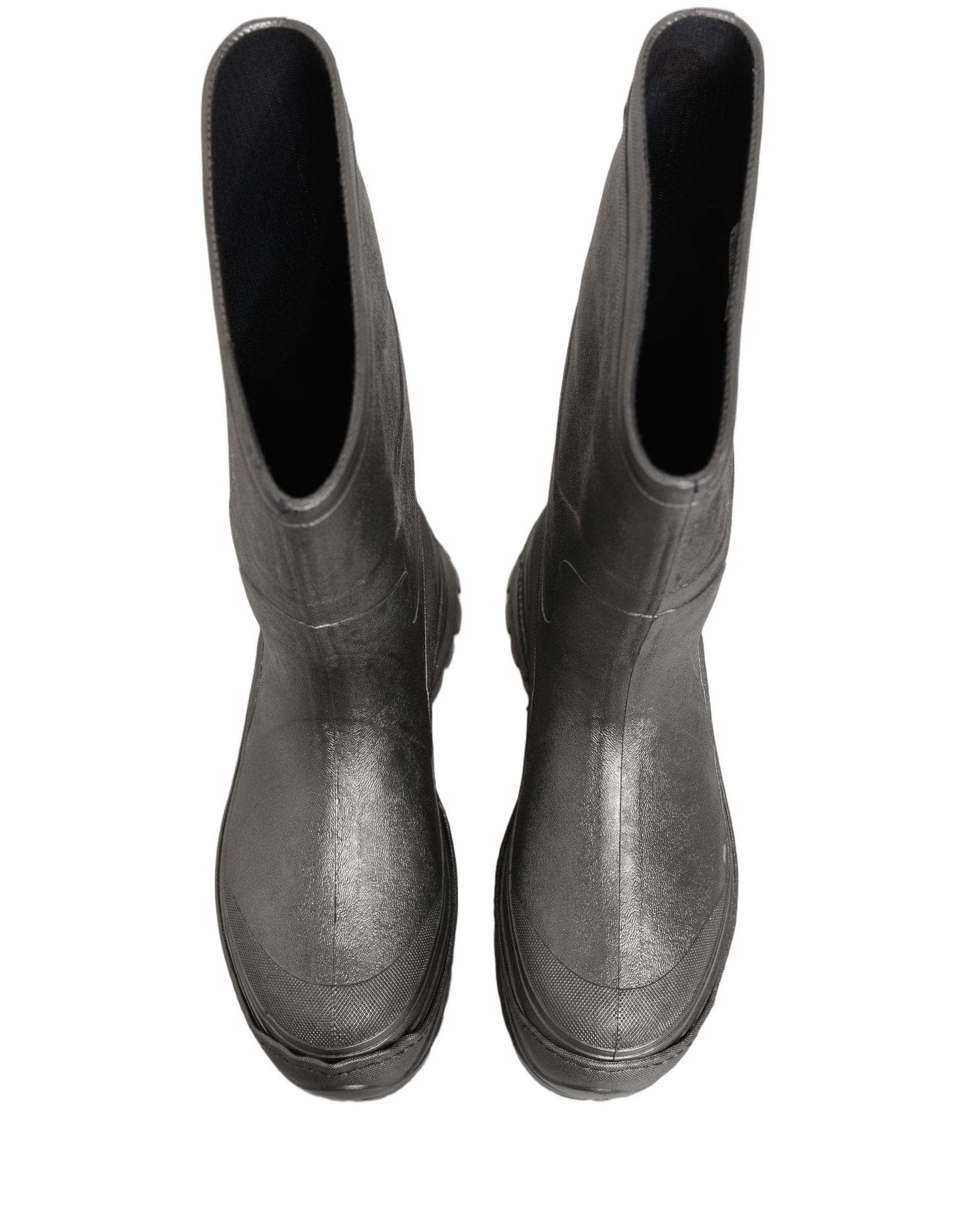Metallic Silver Pull On Rain Boots Men Shoes