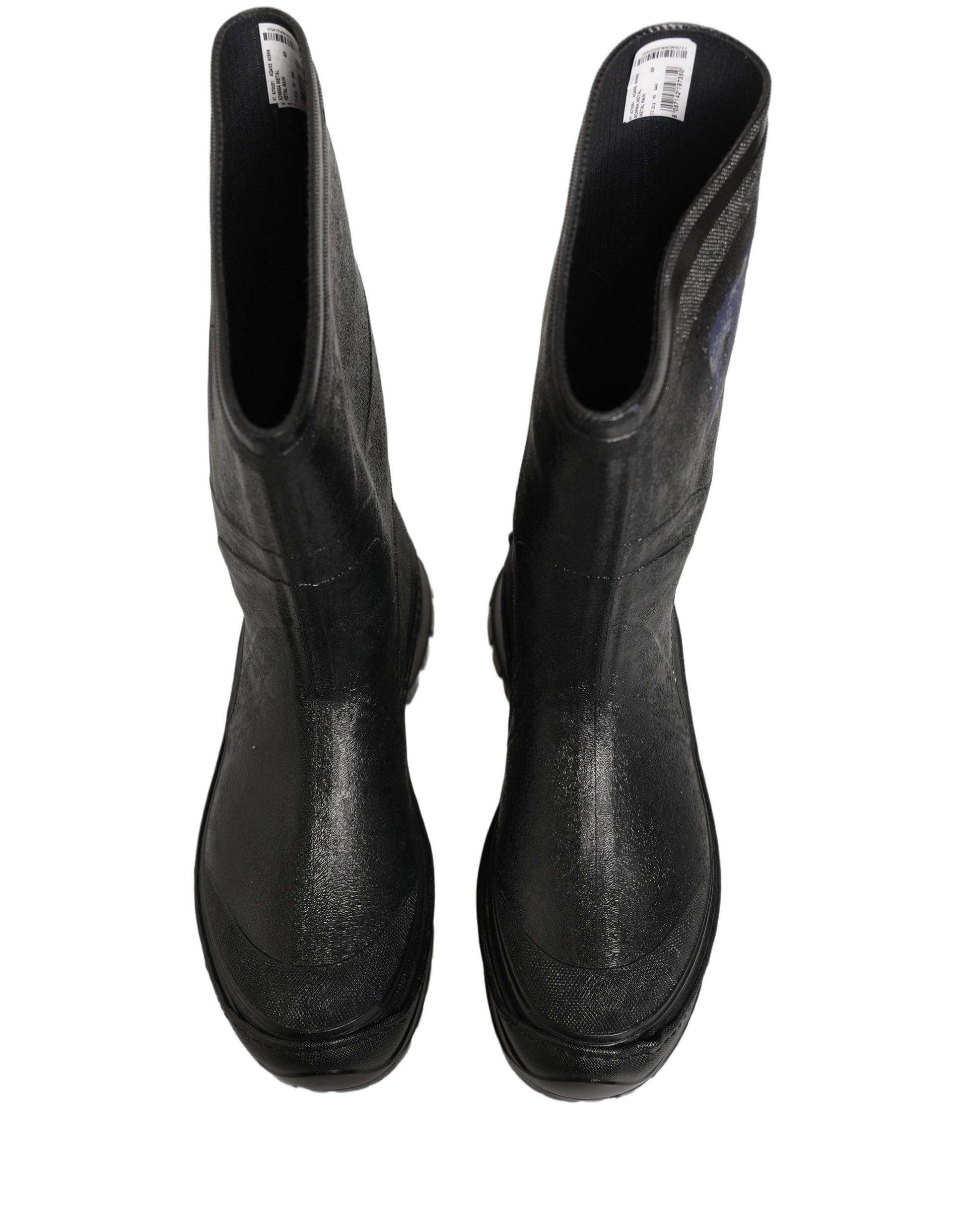 Black PVC Pull On Rain Boots Men Shoes