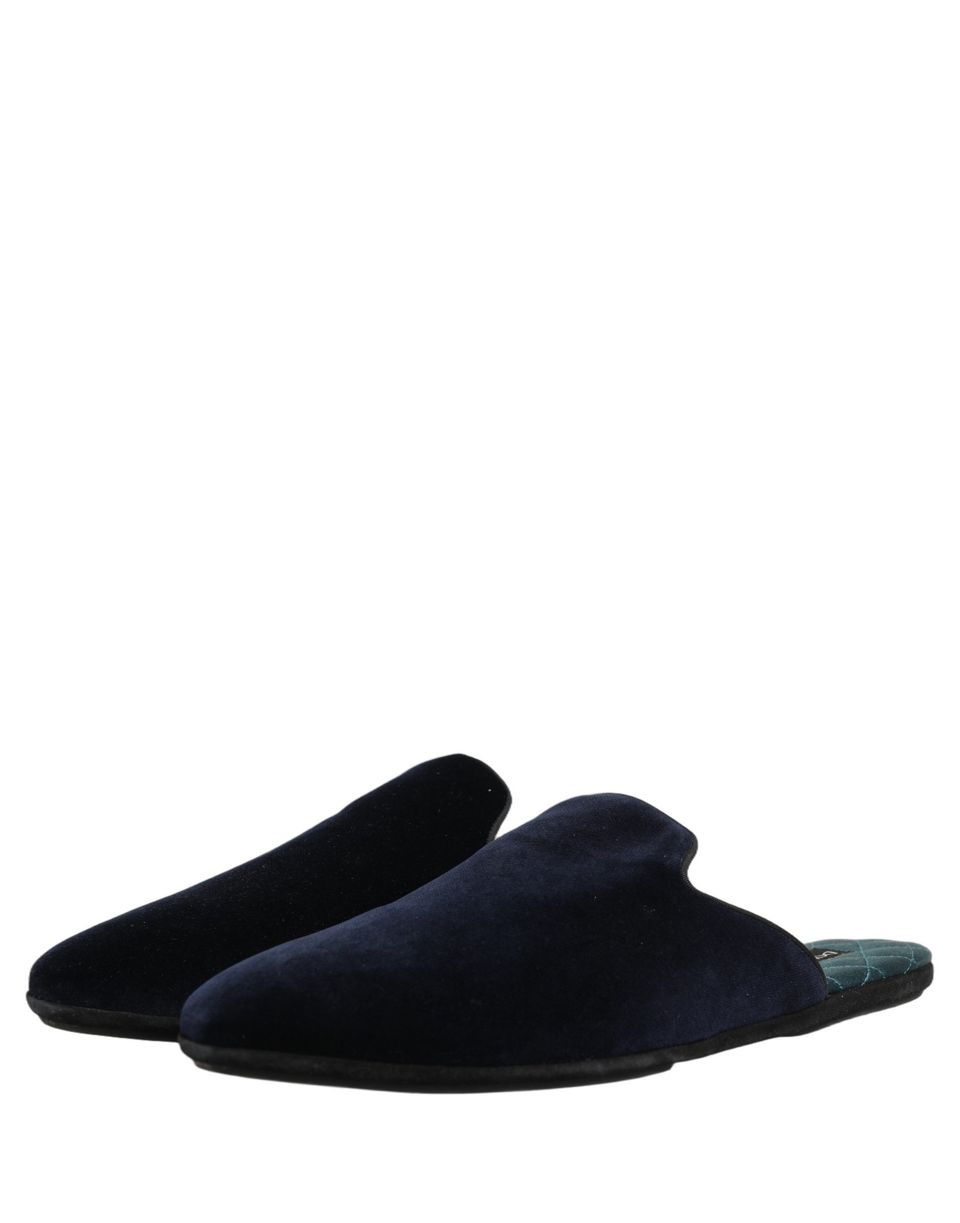 Dark Blue Suede Slides Flat Slipper Men Shoes