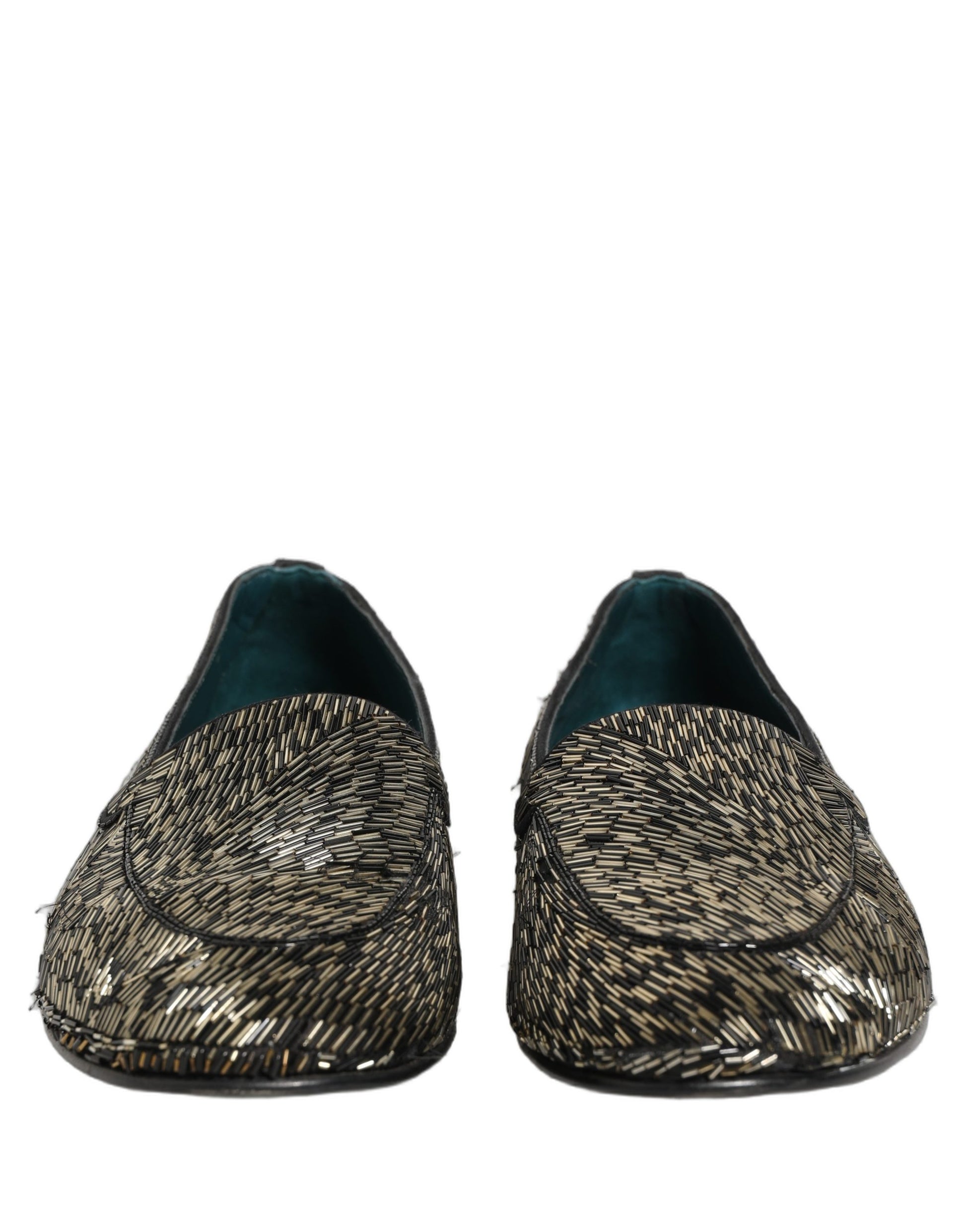 Black Silver Embellished Dress Loafers Shoes