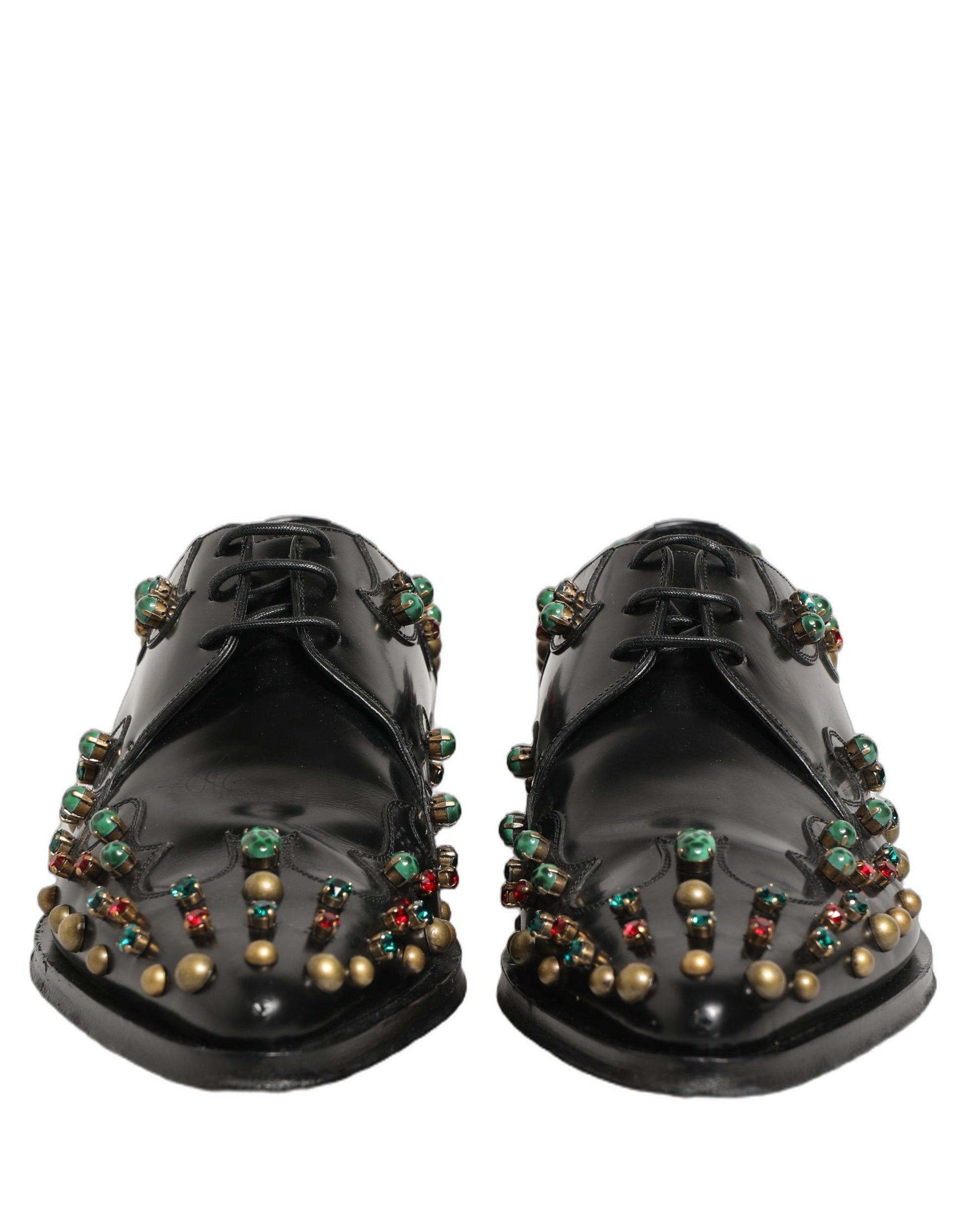Black Leather Derby Dress Studded Formal Shoes
