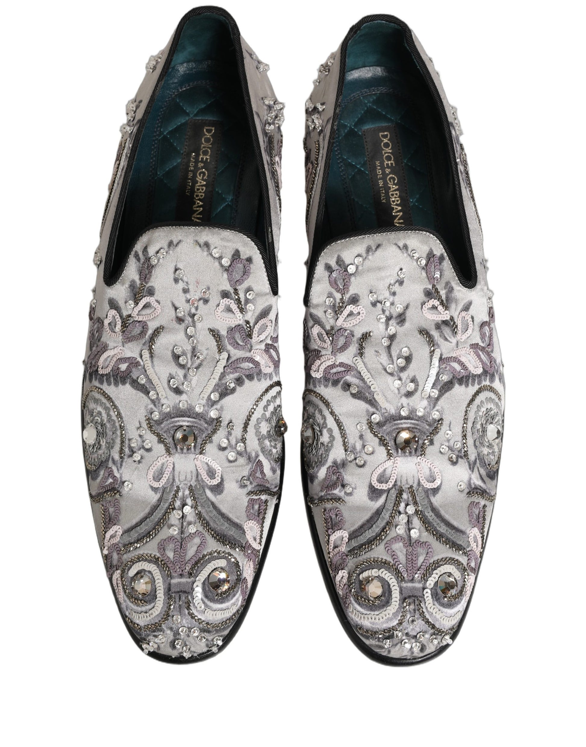 White Sequined Formal Slip On Loafers Shoes