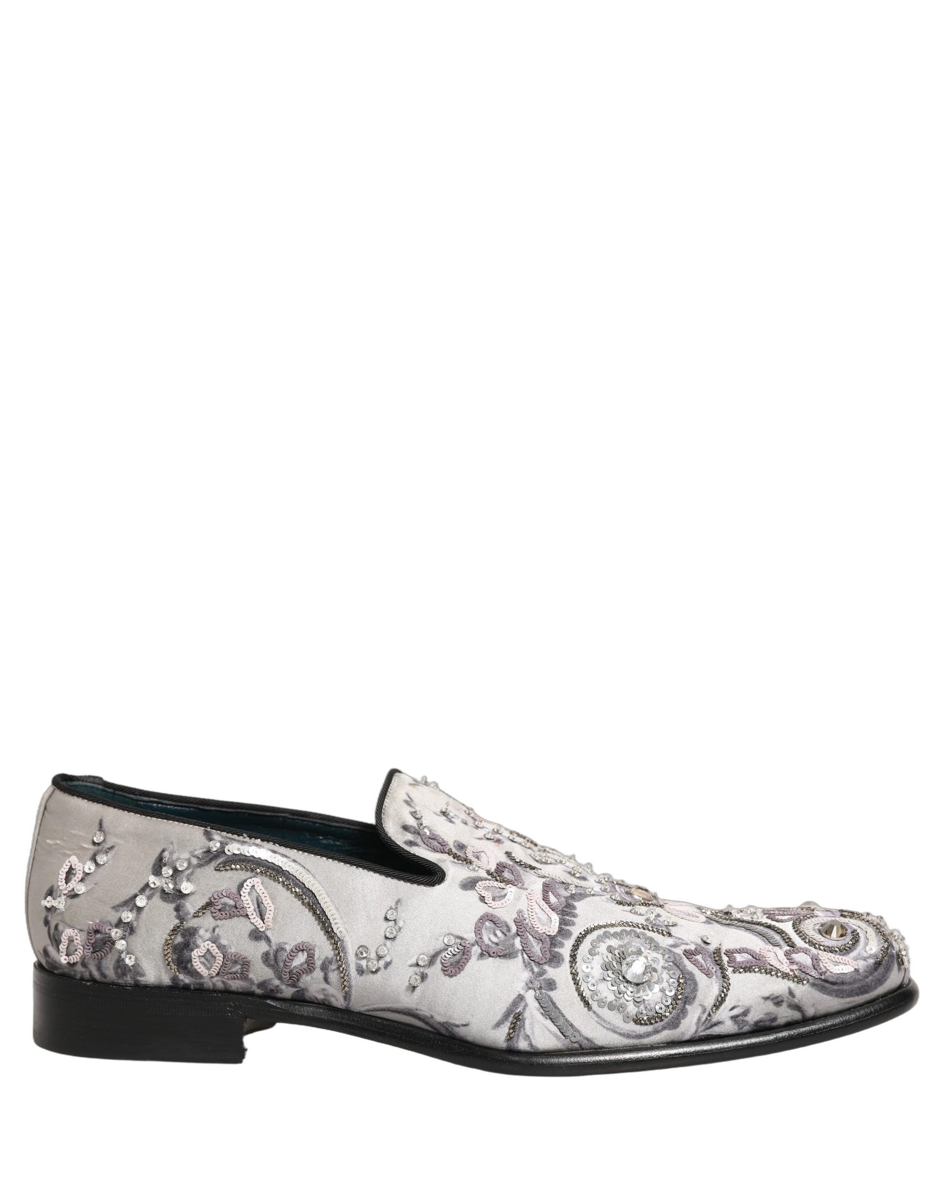 White Sequined Formal Slip On Loafers Shoes
