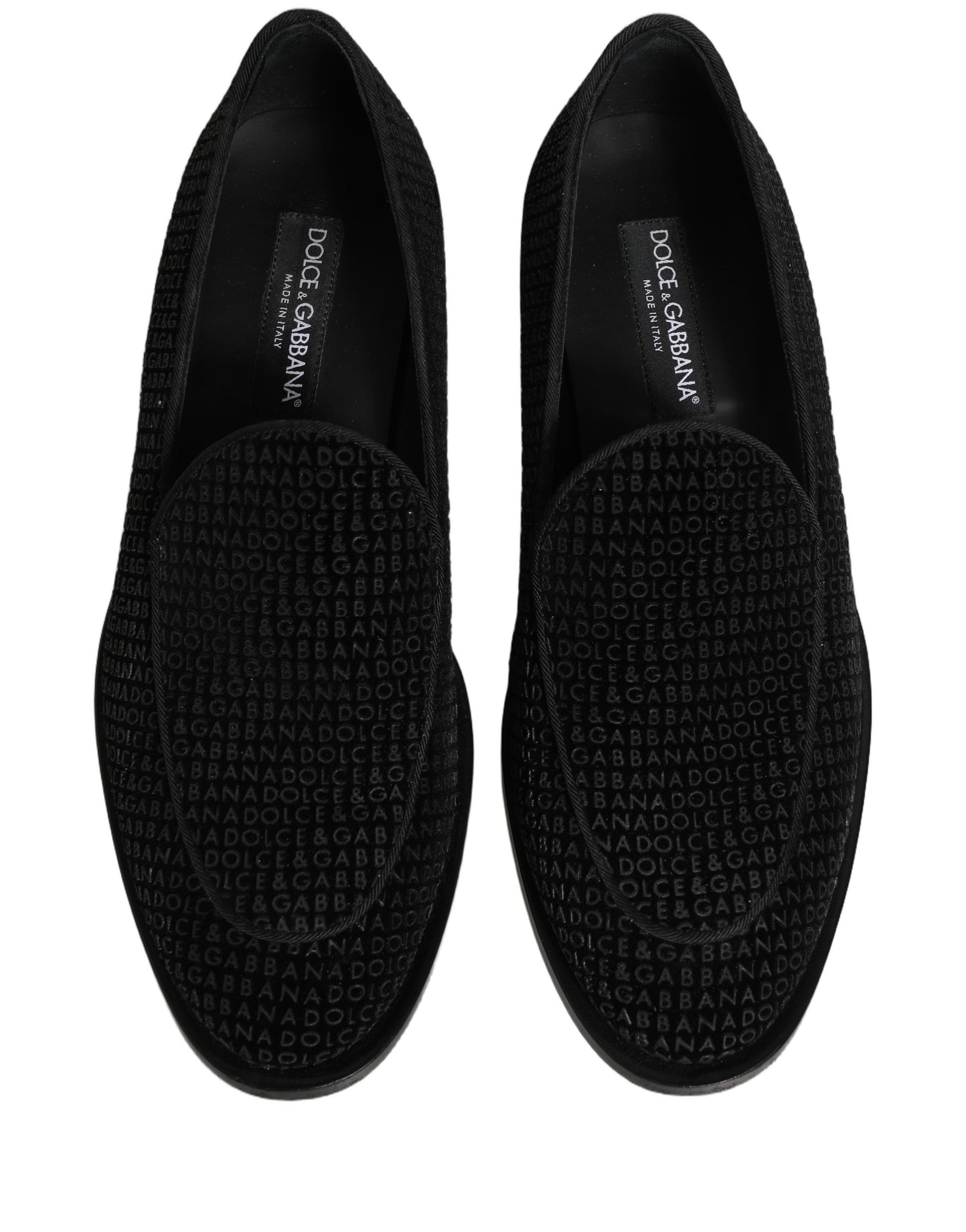 Black Logo Monogram Men Dress Loafers Shoes