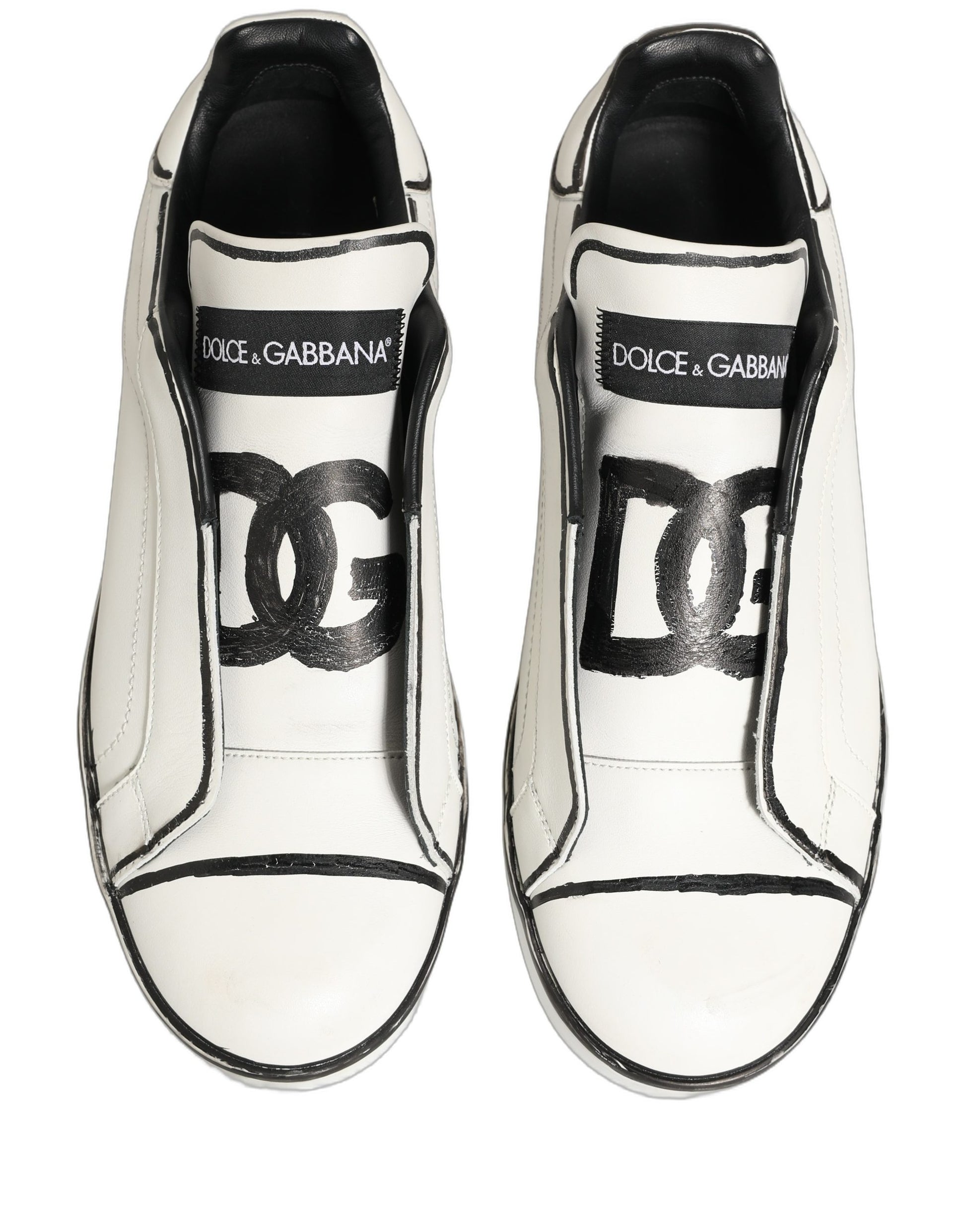 White Leather Portofino Low Top Sneakers Shoes