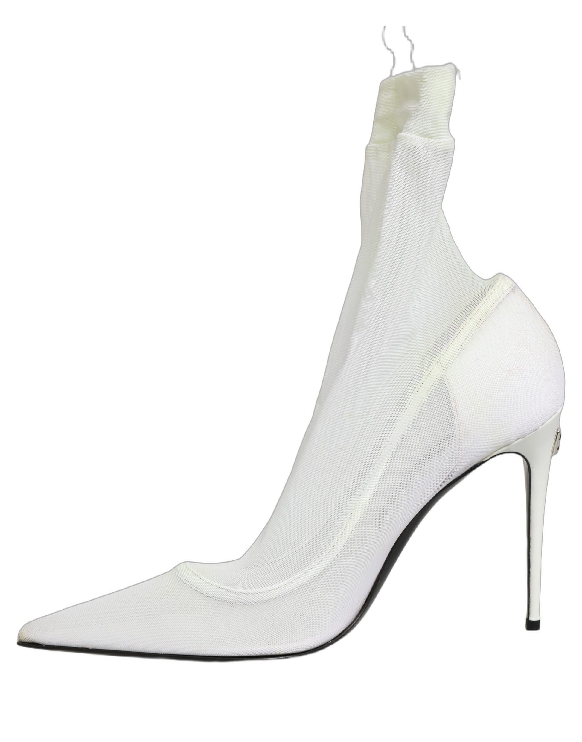 White Tulle Stretch Mesh Sock Boots Shoes