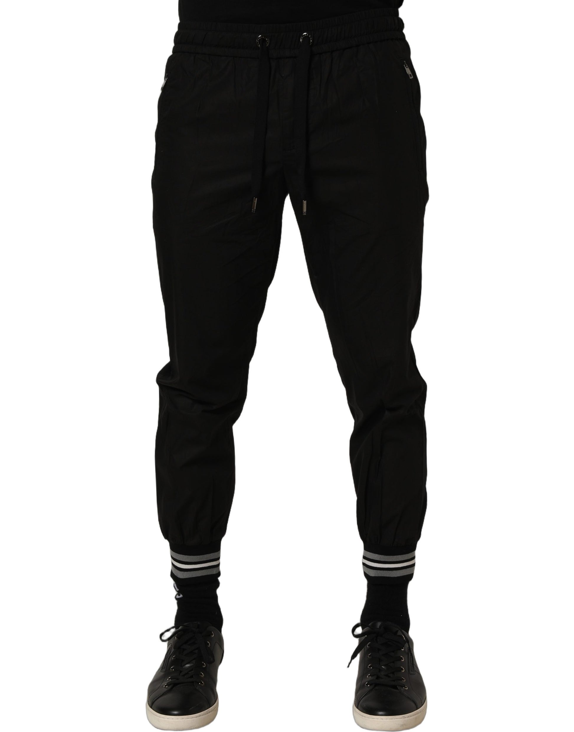 Black Cotton Mid Waist Jogger Sweatpants Pants
