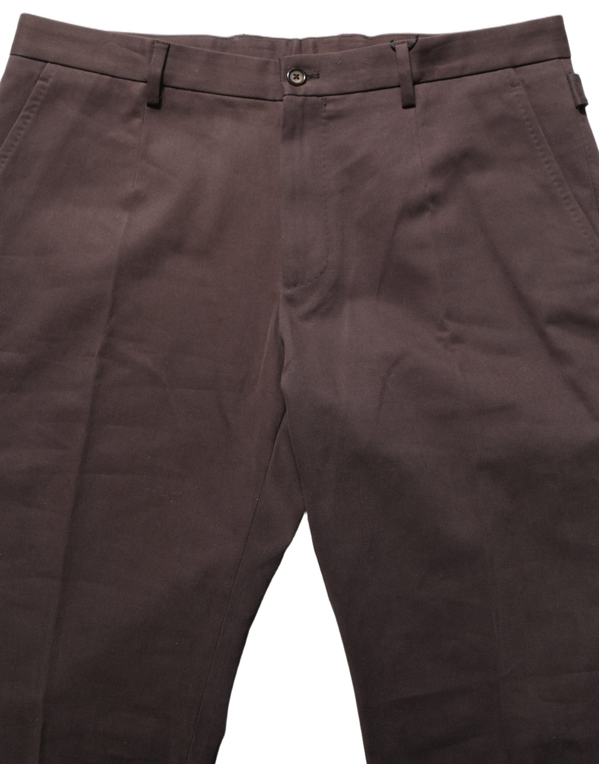 Brown Cotton Skinny Leg Dress Trouser Pants