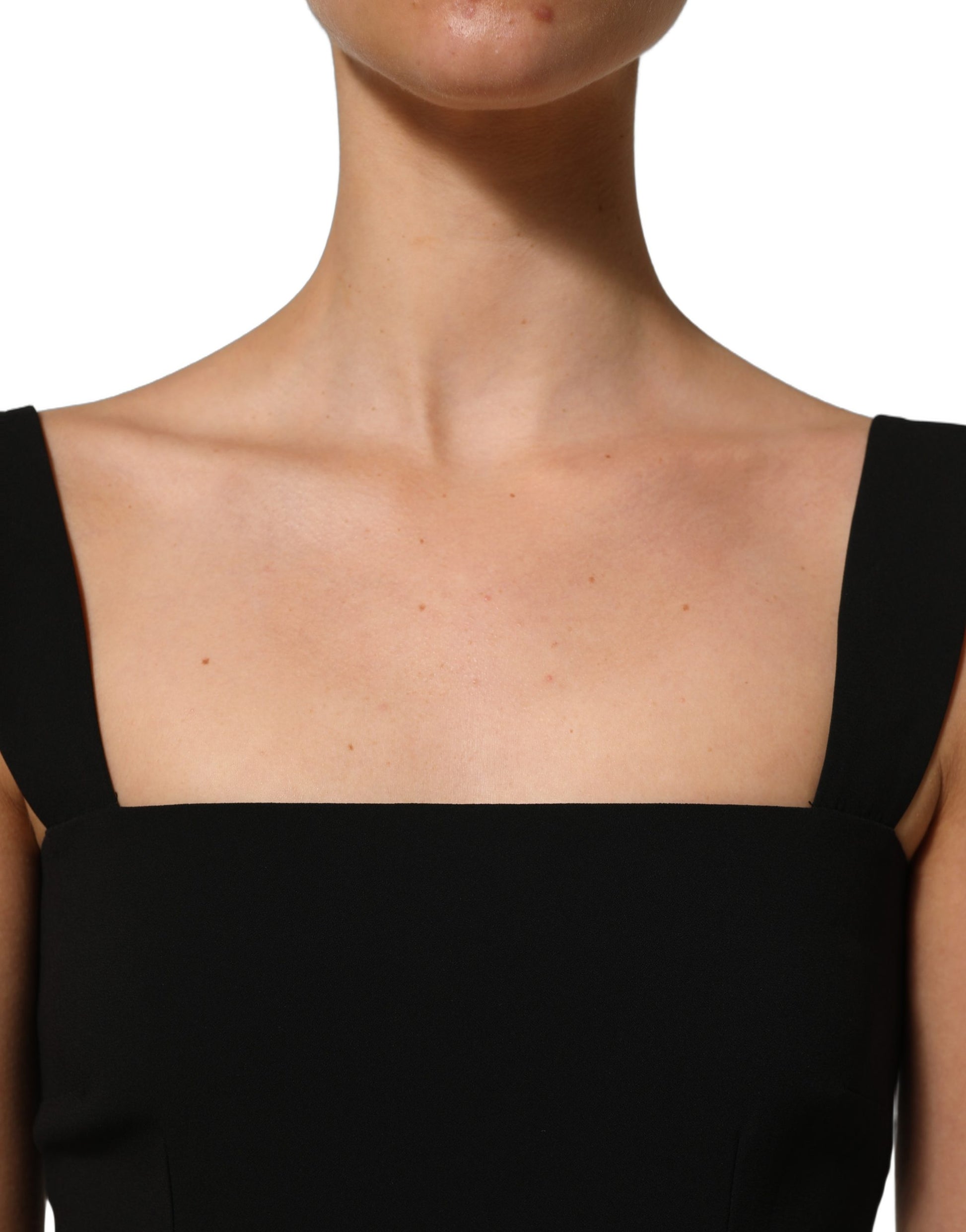 Black Viscose Stretch Sheath Midi Dress