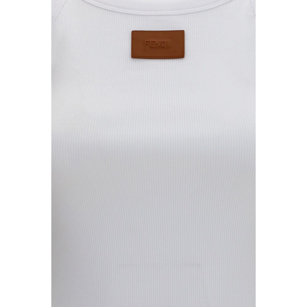 White Cotton Sleeveles T-Shirt