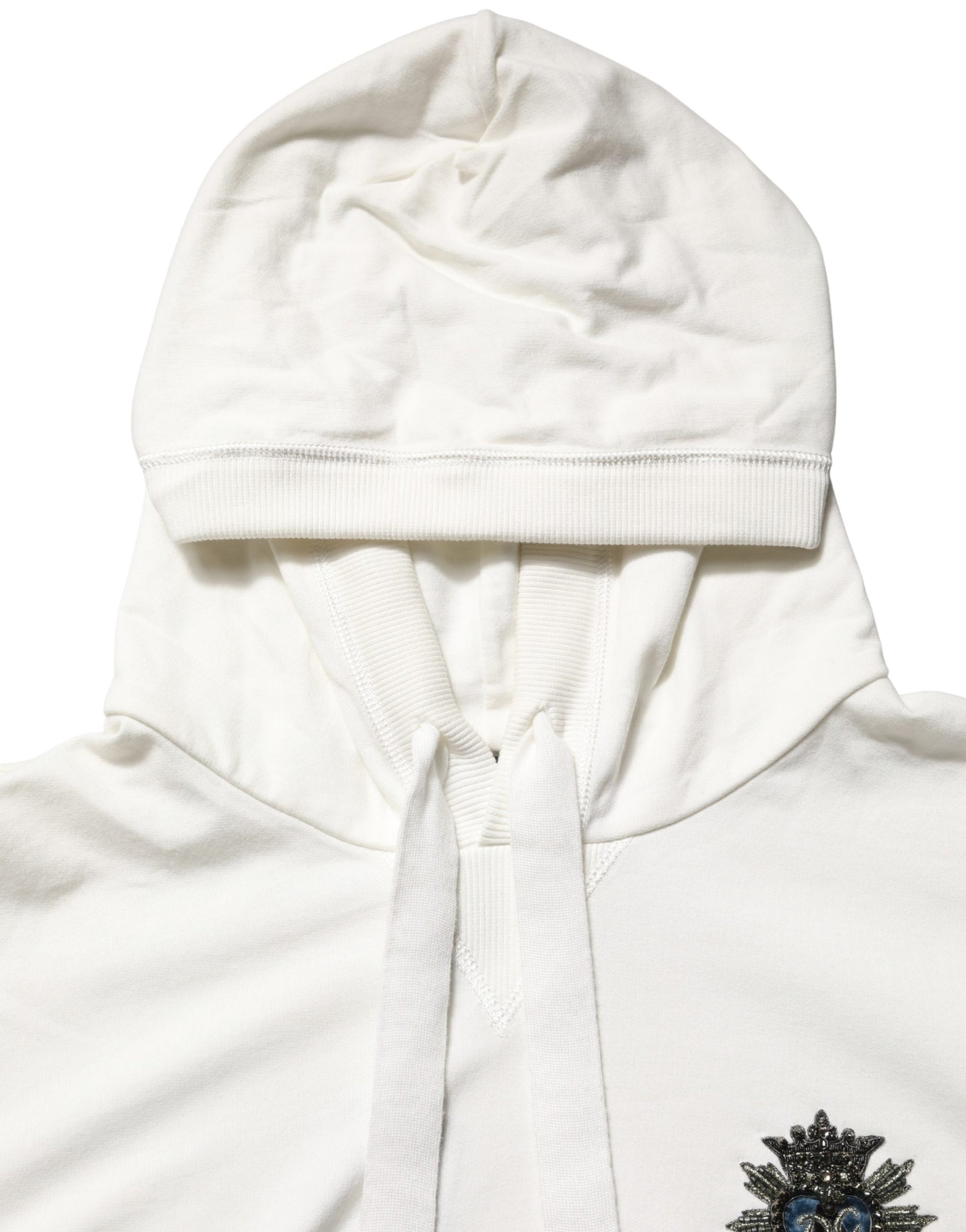 White Cotton Hooded Sweatshirt Sweater
