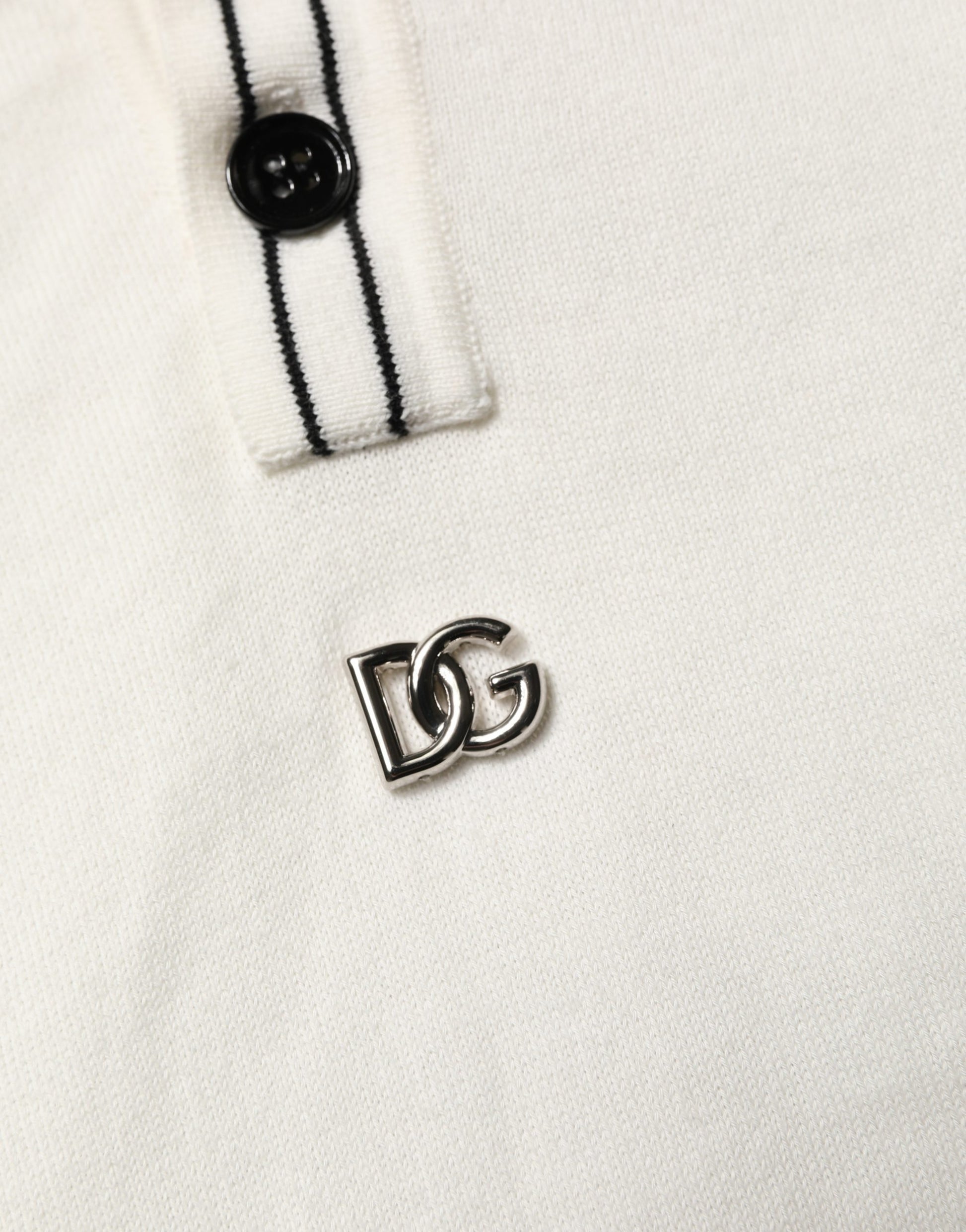 White Cotton Blend Men Polo Pullover Sweater