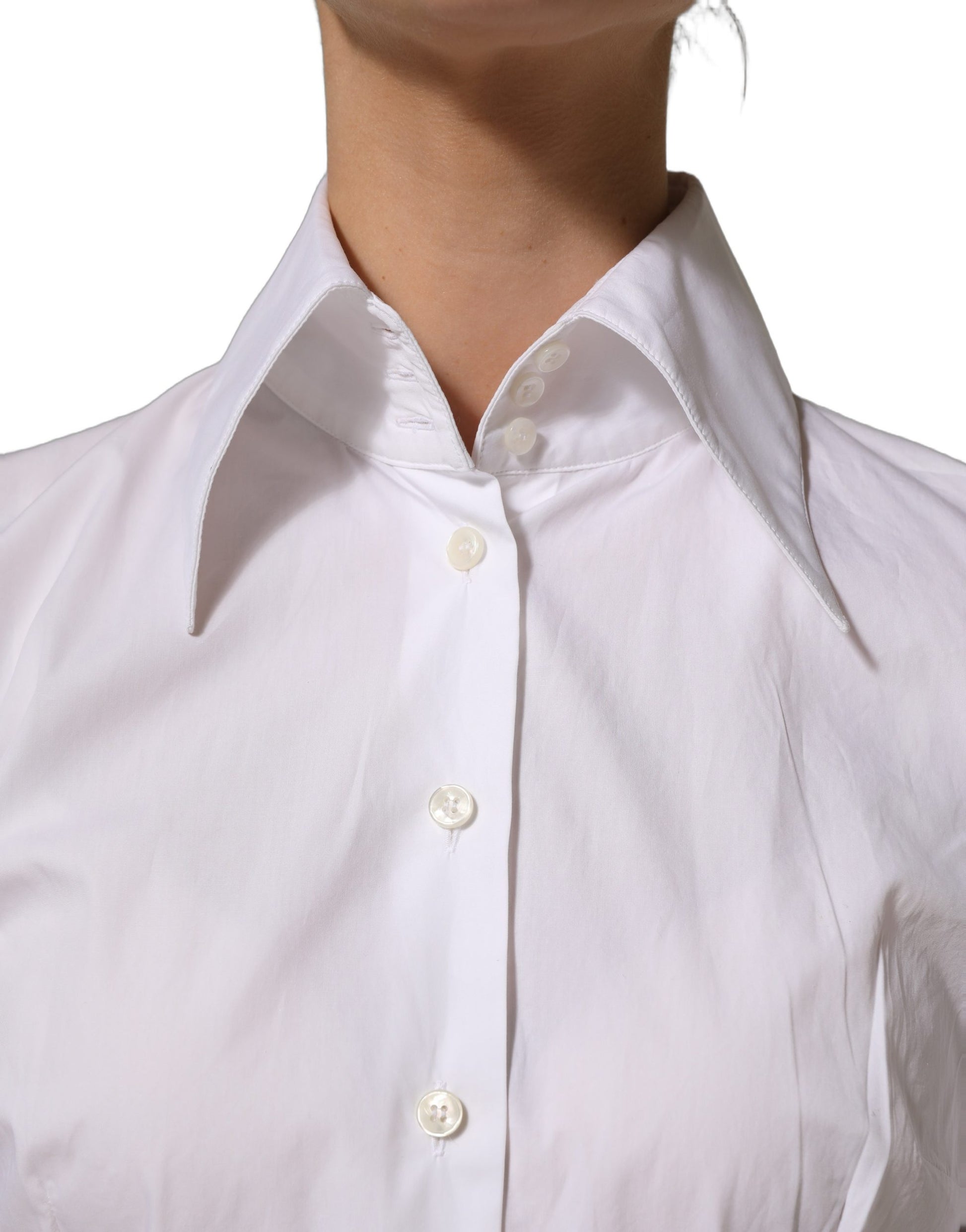 White Collared Long Sleeves Dress Shirt Top