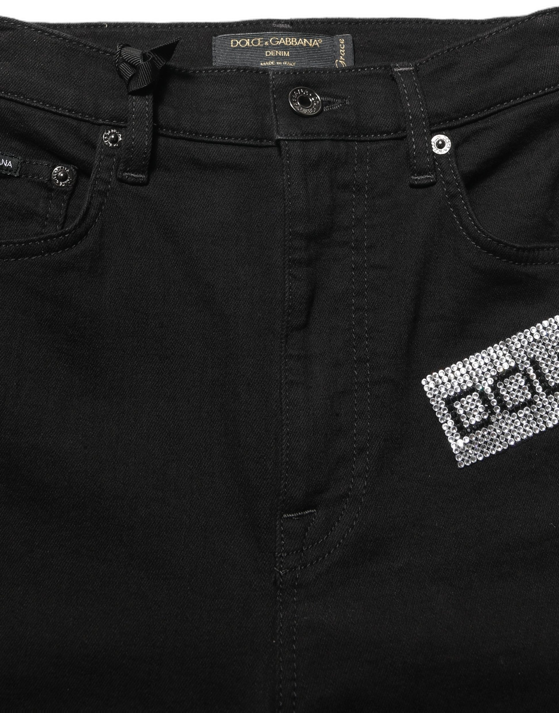 Black Grace Rhinestone HighWaist Denim Jeans