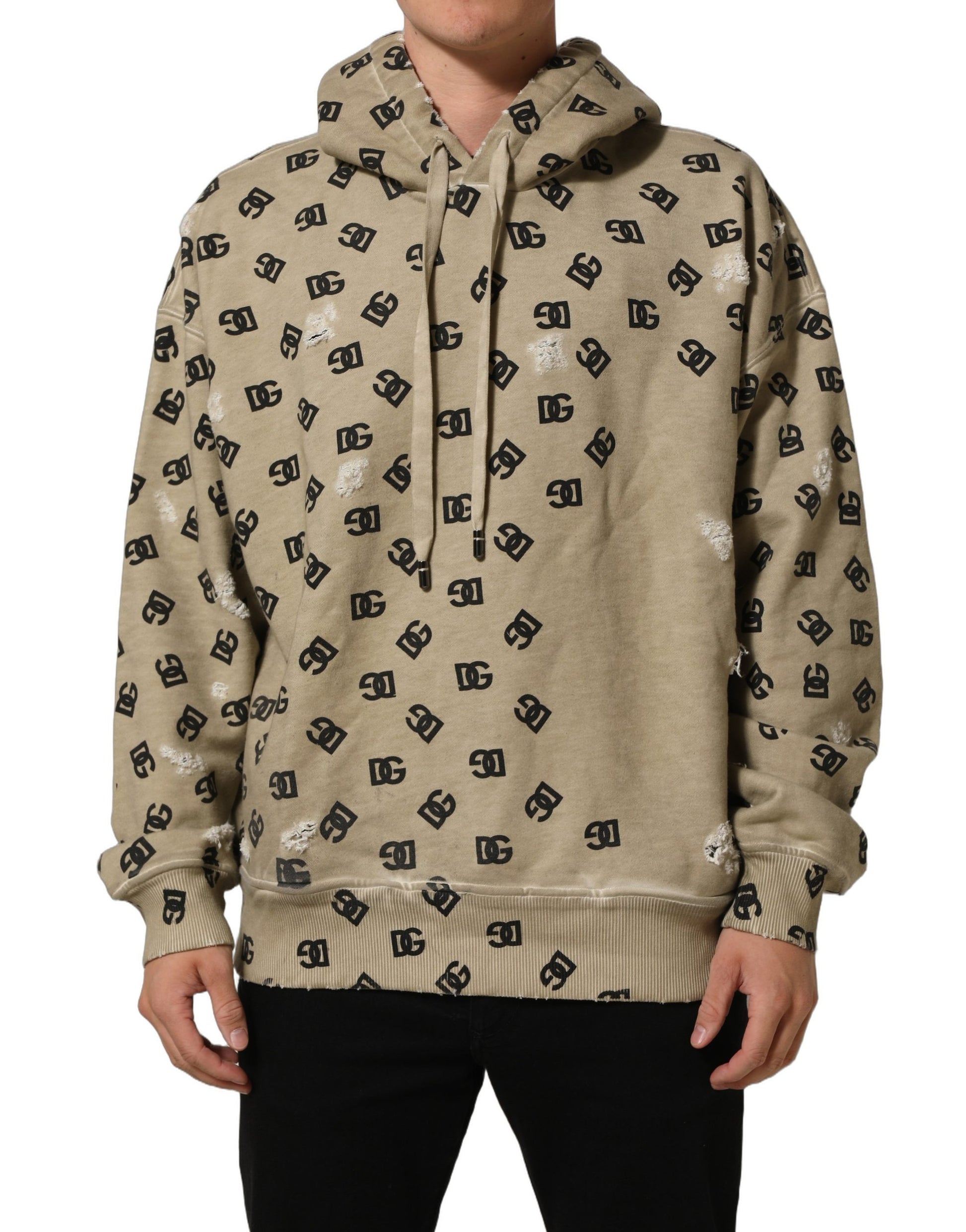 Brown Cotton Logo Hooded Sweatshirt Sweater