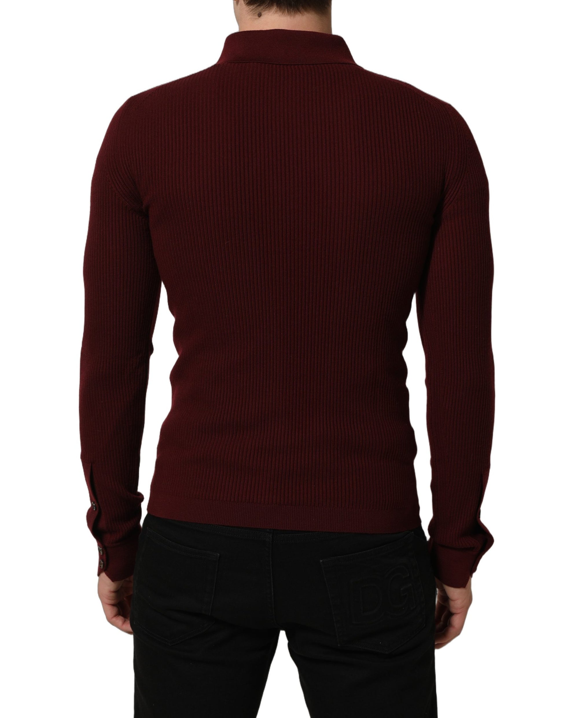 Burgundy Wool Button Down Cardigan Sweater