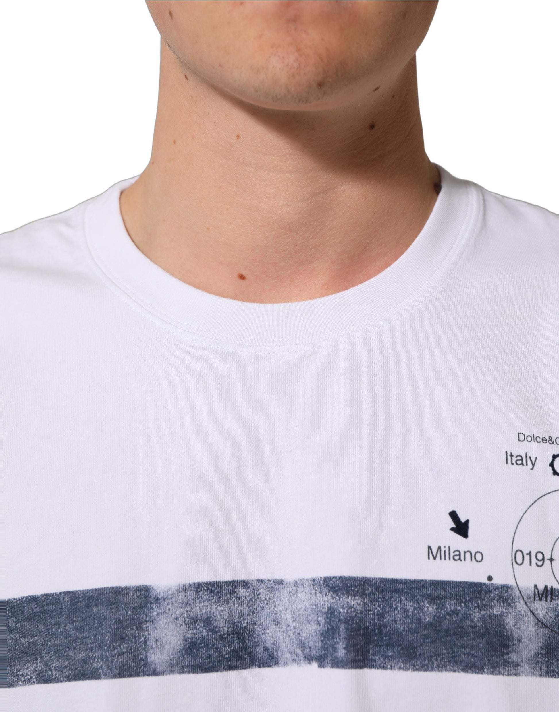 White Blue Stripe Cotton Short Sleeve T-shirt