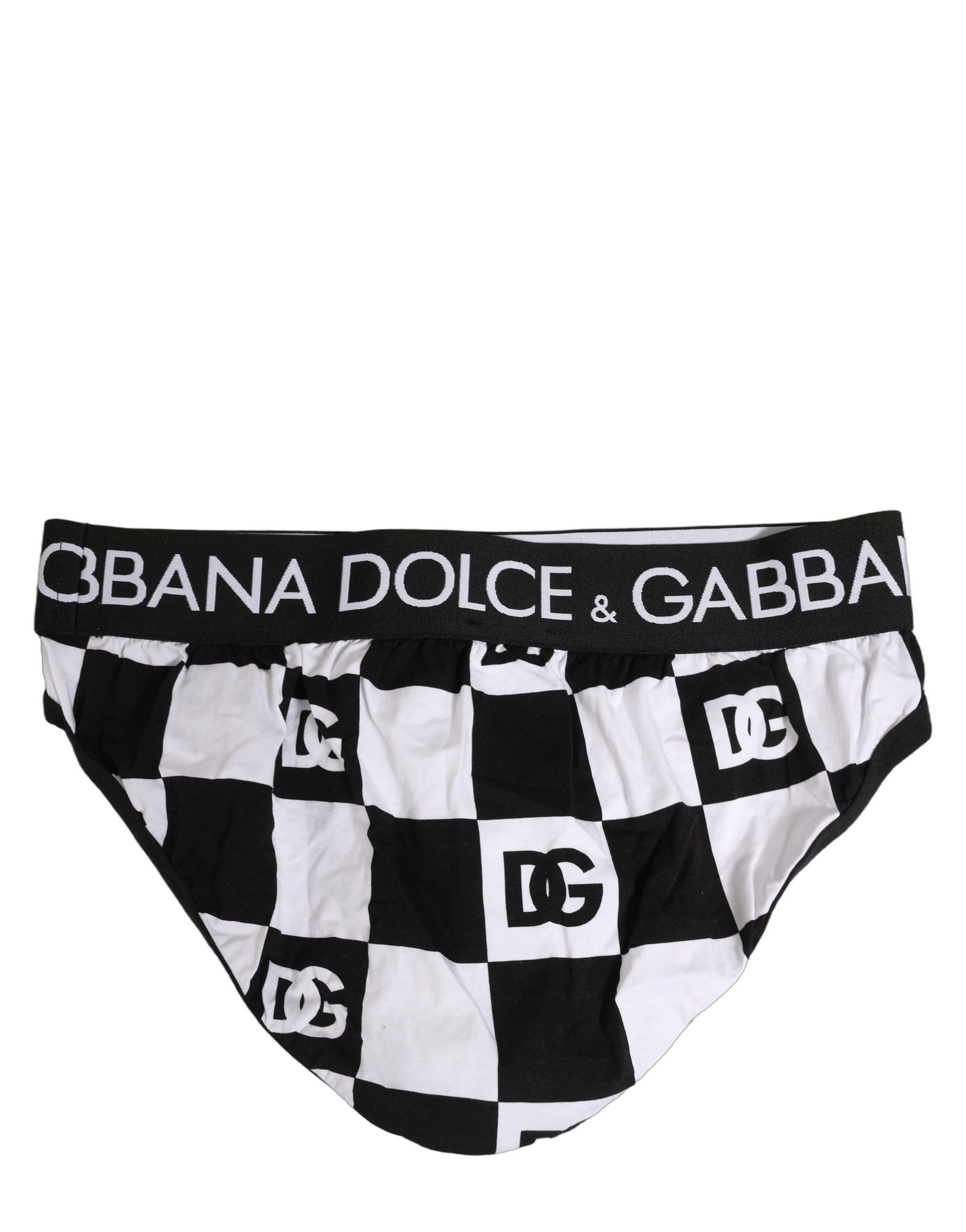 Black White Logo Checkered Midi Brief Underwear