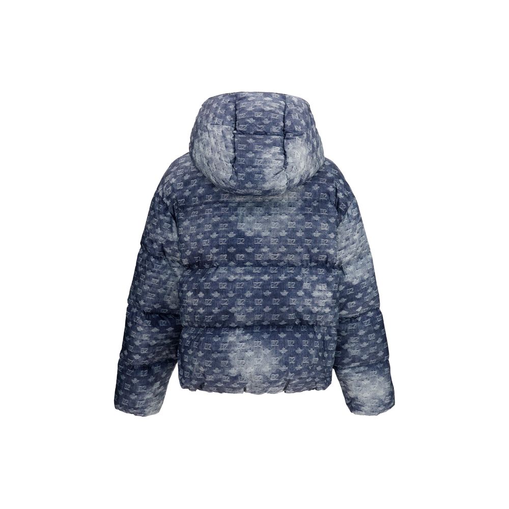 Blue Polyester Full-Length Jacket