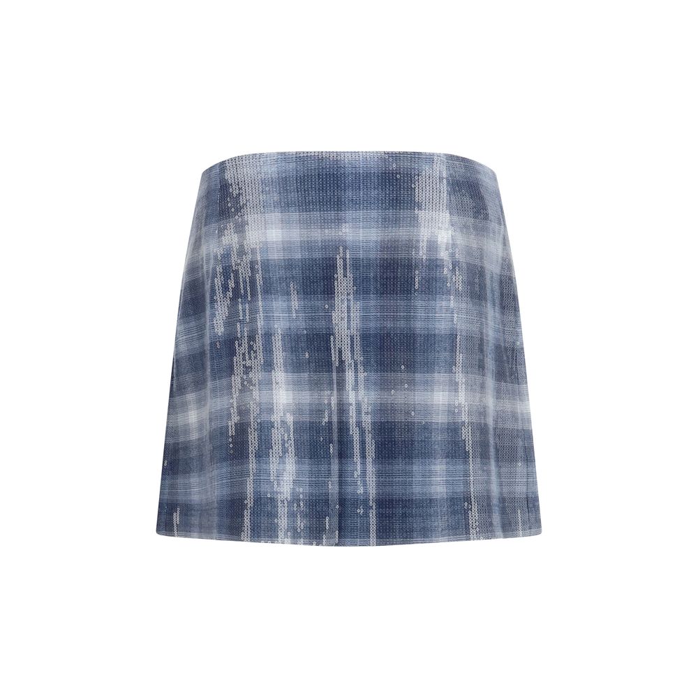 Blue Polyester Mini Skirt