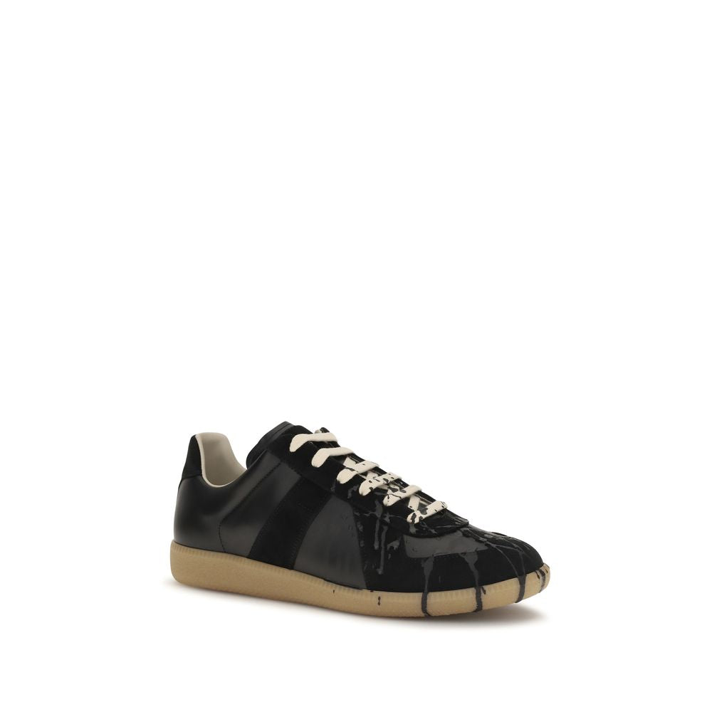 Black Suede Leather Athletic Sneakers
