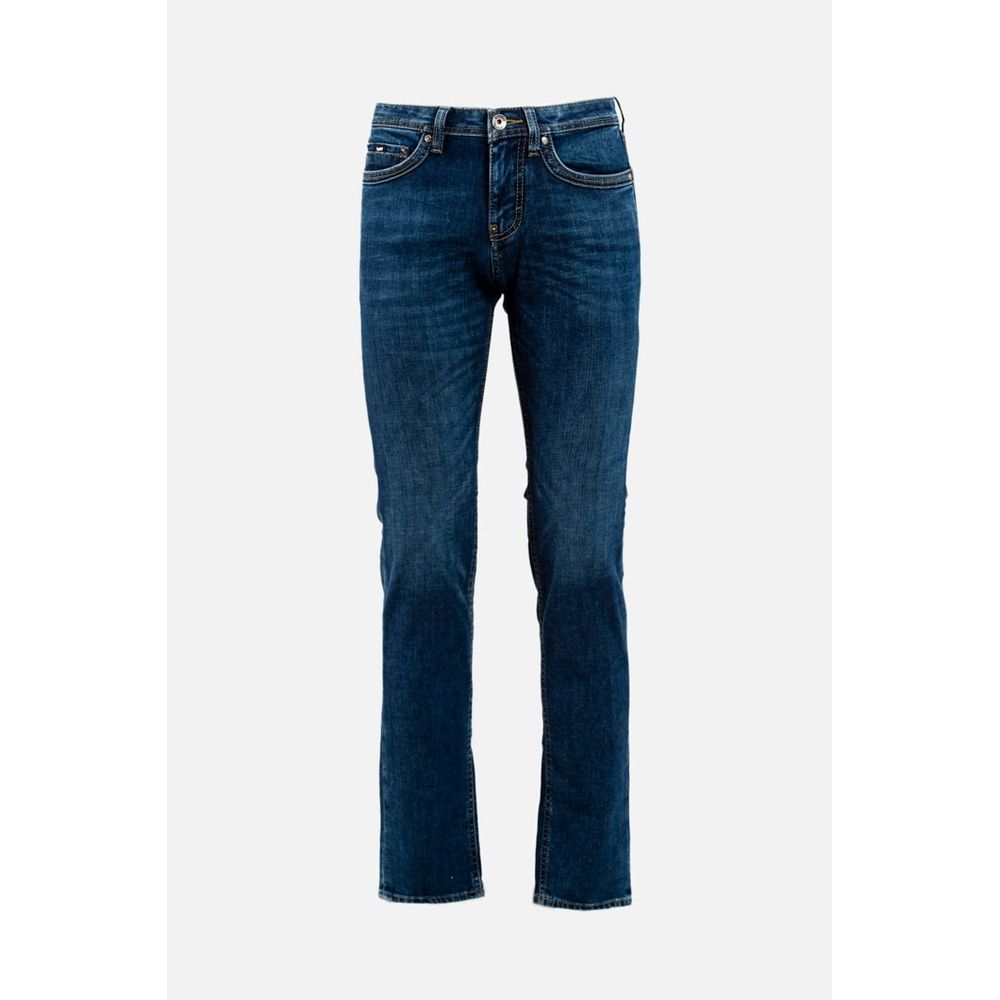 Blue Cotton Straight-Leg Jeans