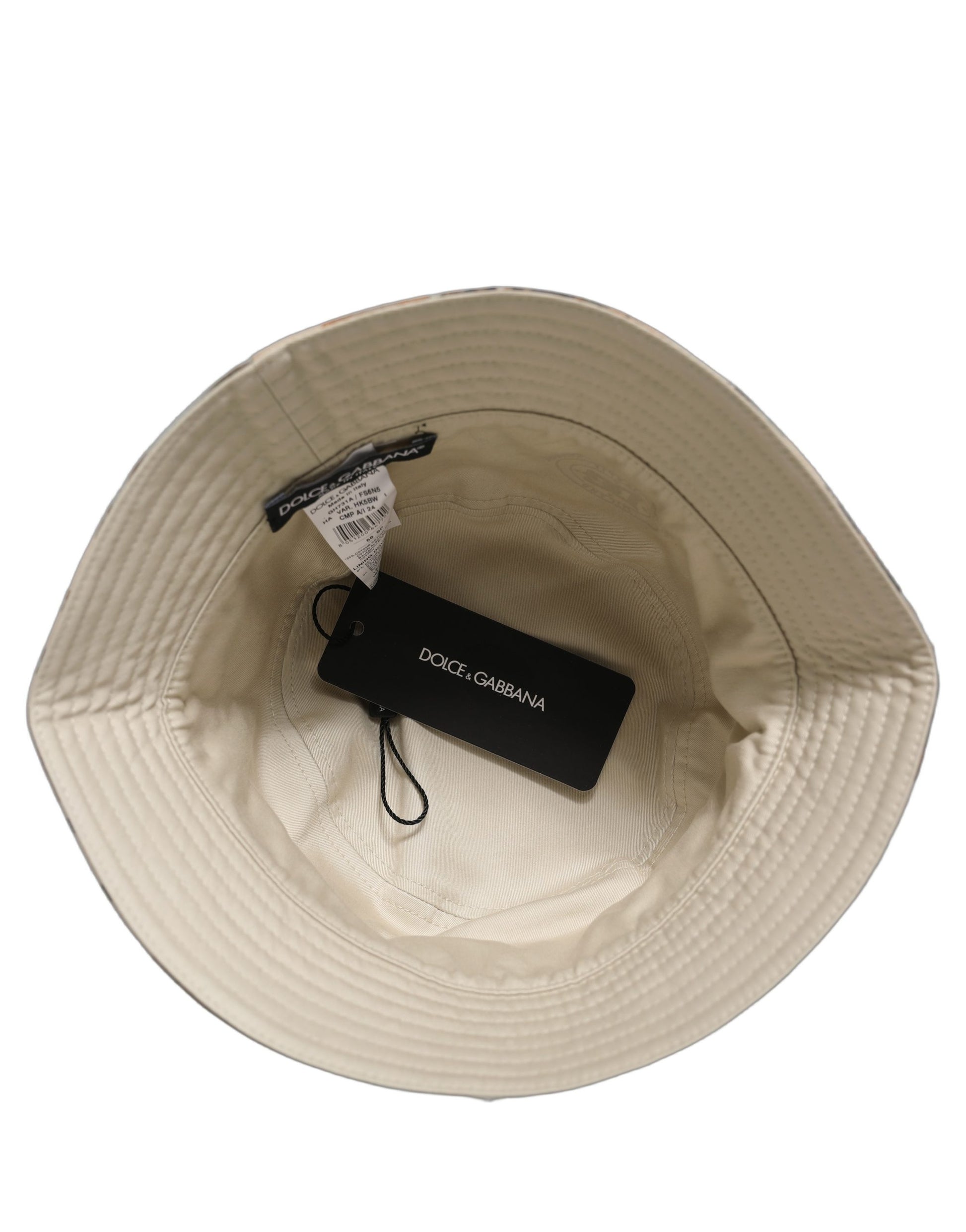 Men Beige Floral Wide Brim Bucket Capello Hat