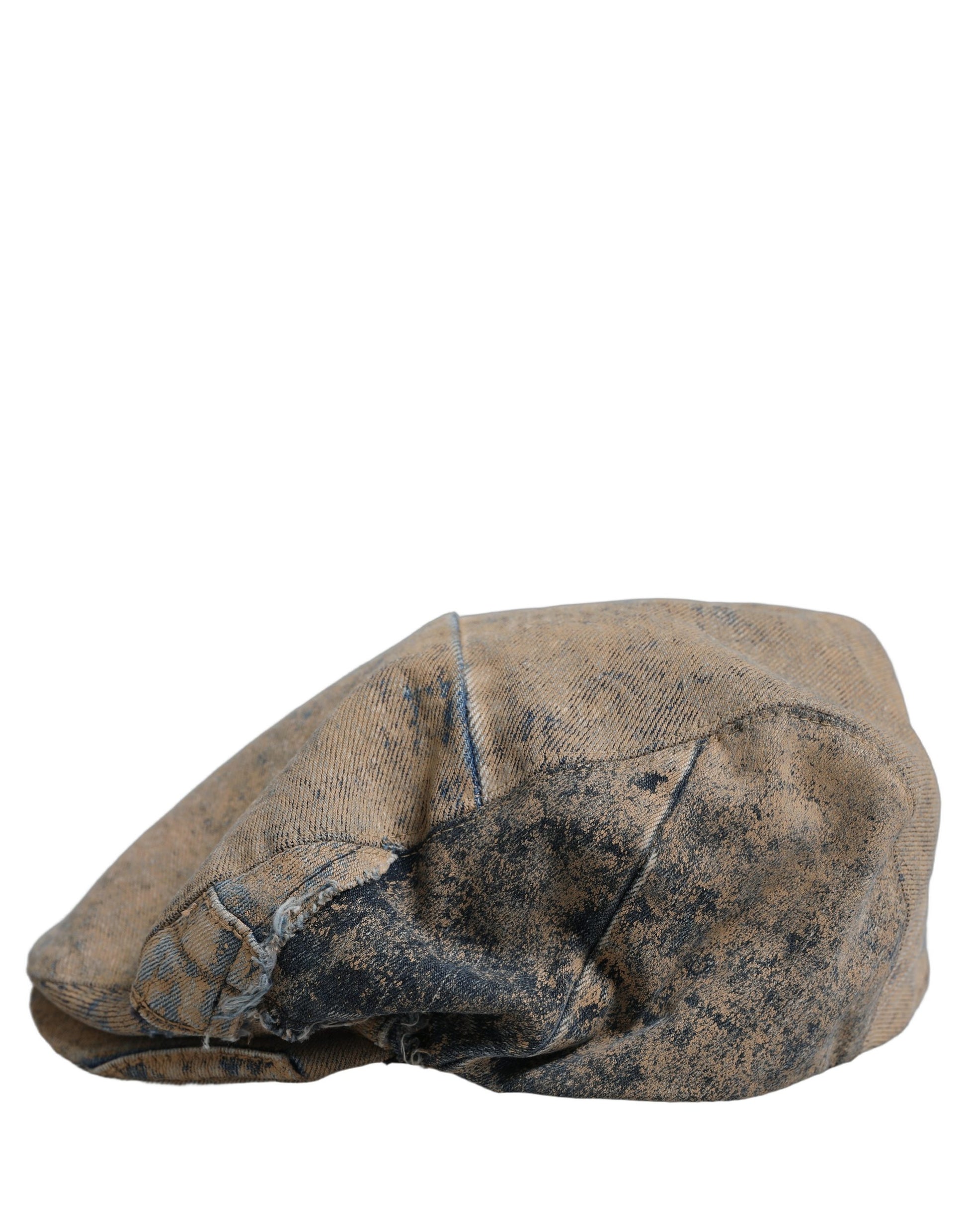Brown Cotton Denim Newsboy Capello Cabbie Hat