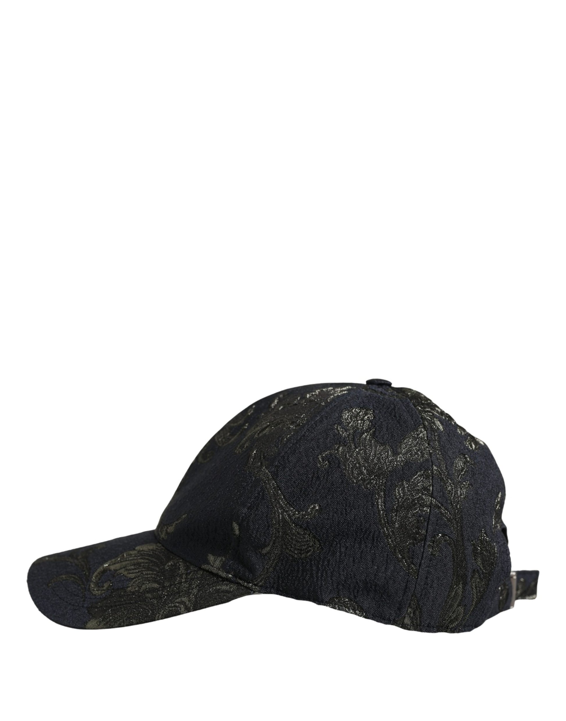 Men Black Floral Barocco Cotton Baseball Cap Hat