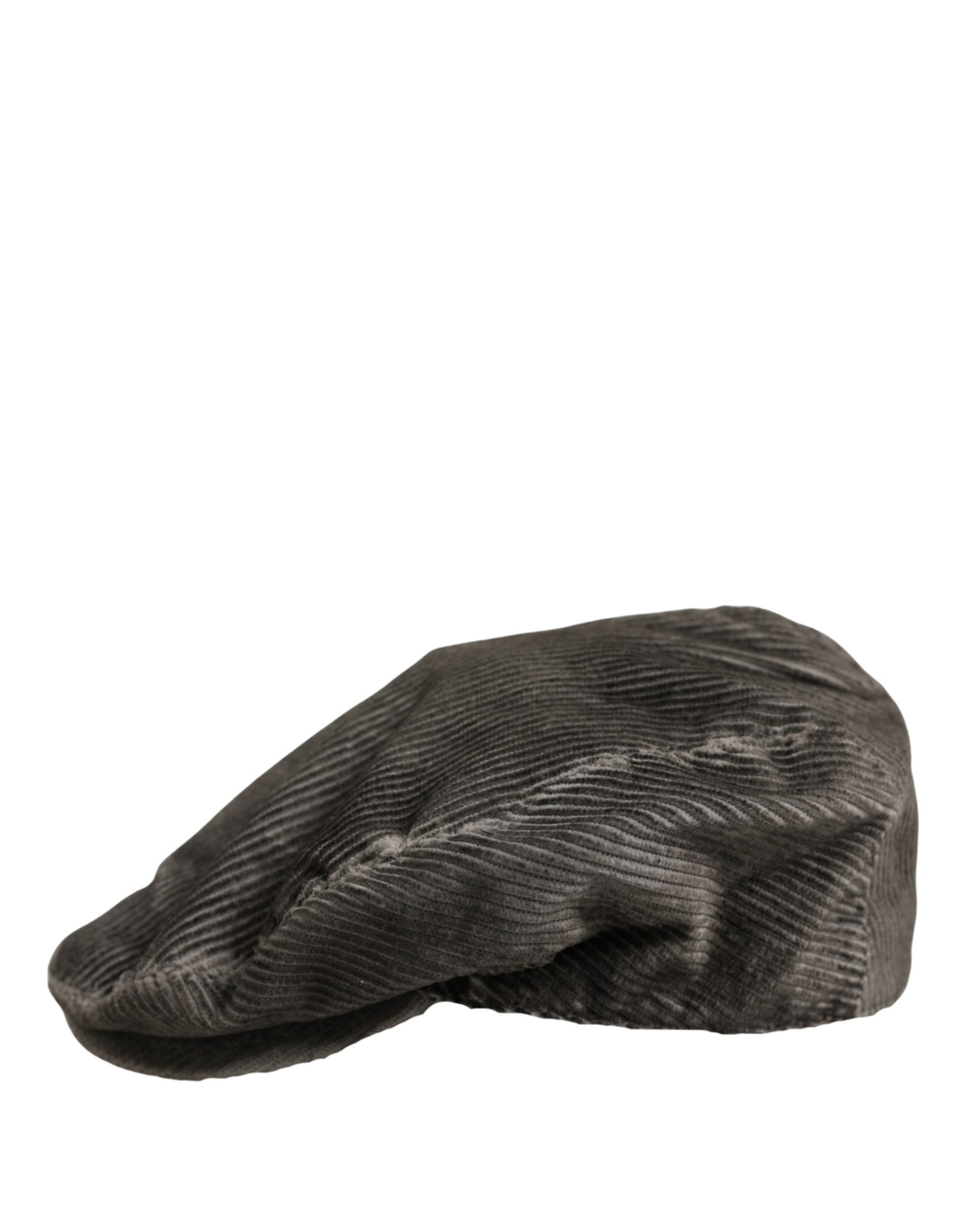 Men Grey Cotton Corduroy Cloth Newsboy Cap Hat
