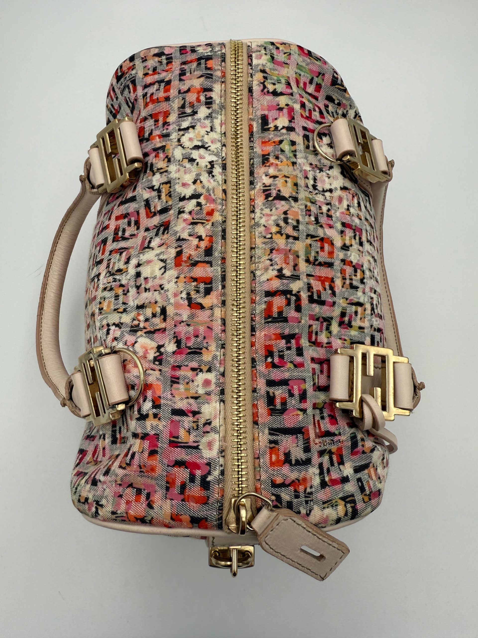 FENDI FF Canvas Flowers Handbag