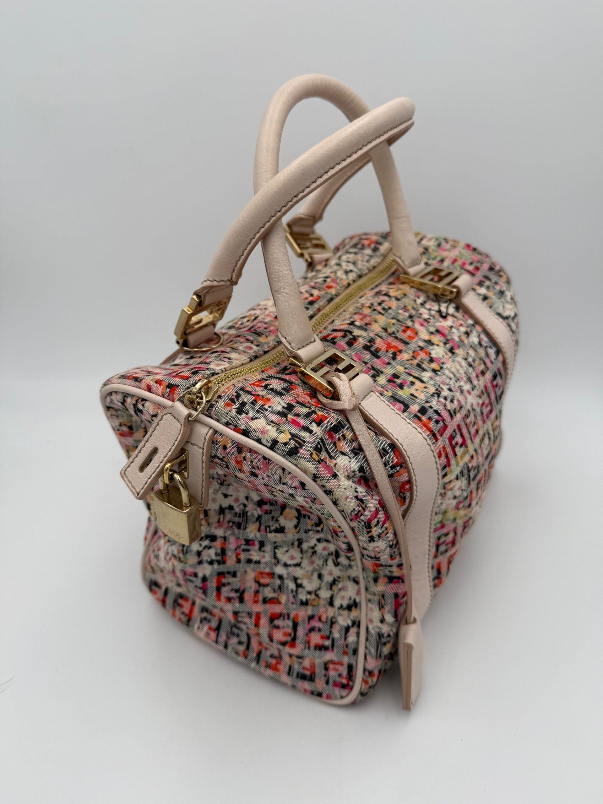 FENDI FF Canvas Flowers Handbag