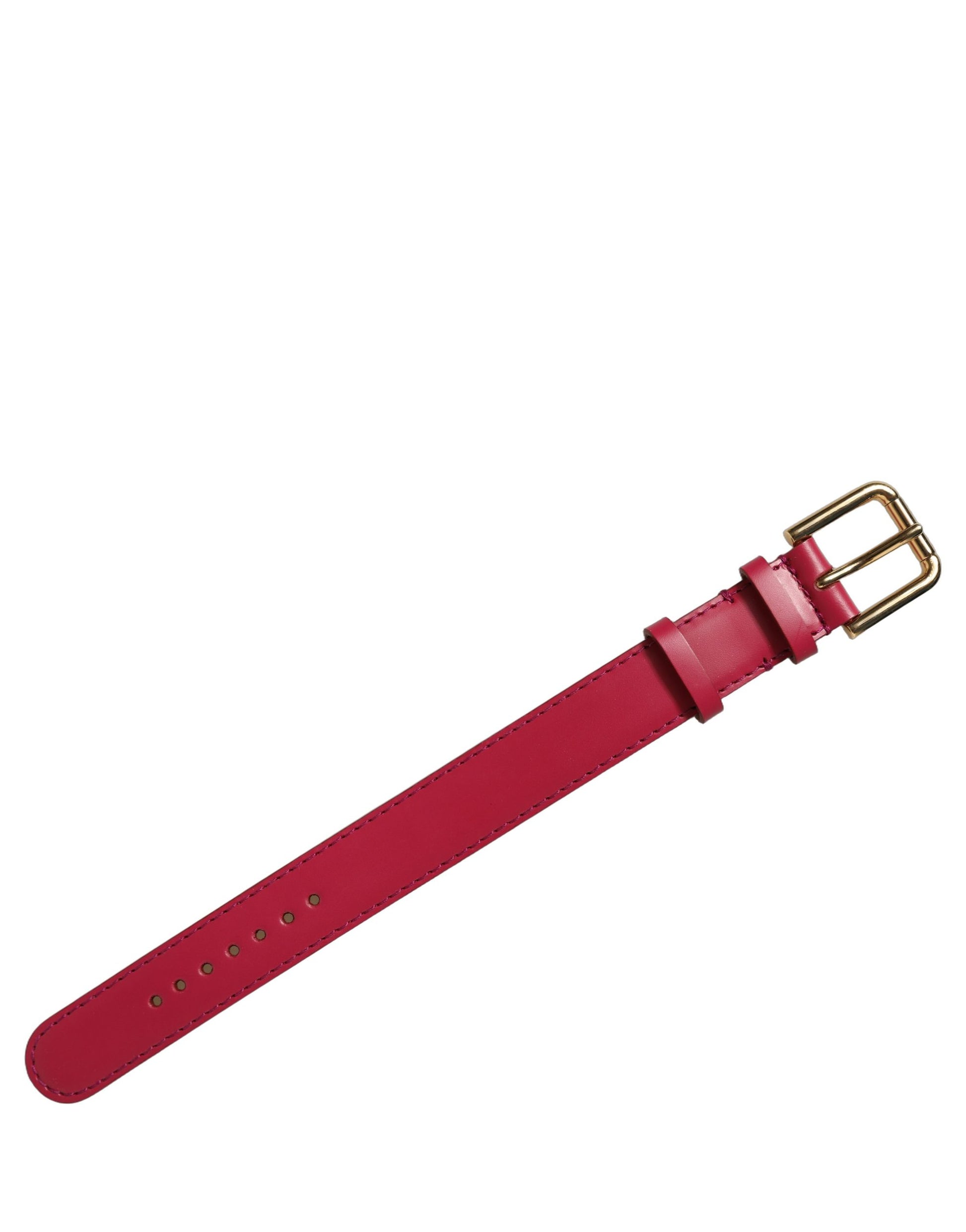 Red Calfskin Leather Gold Buckle Belt Strap Bracelet