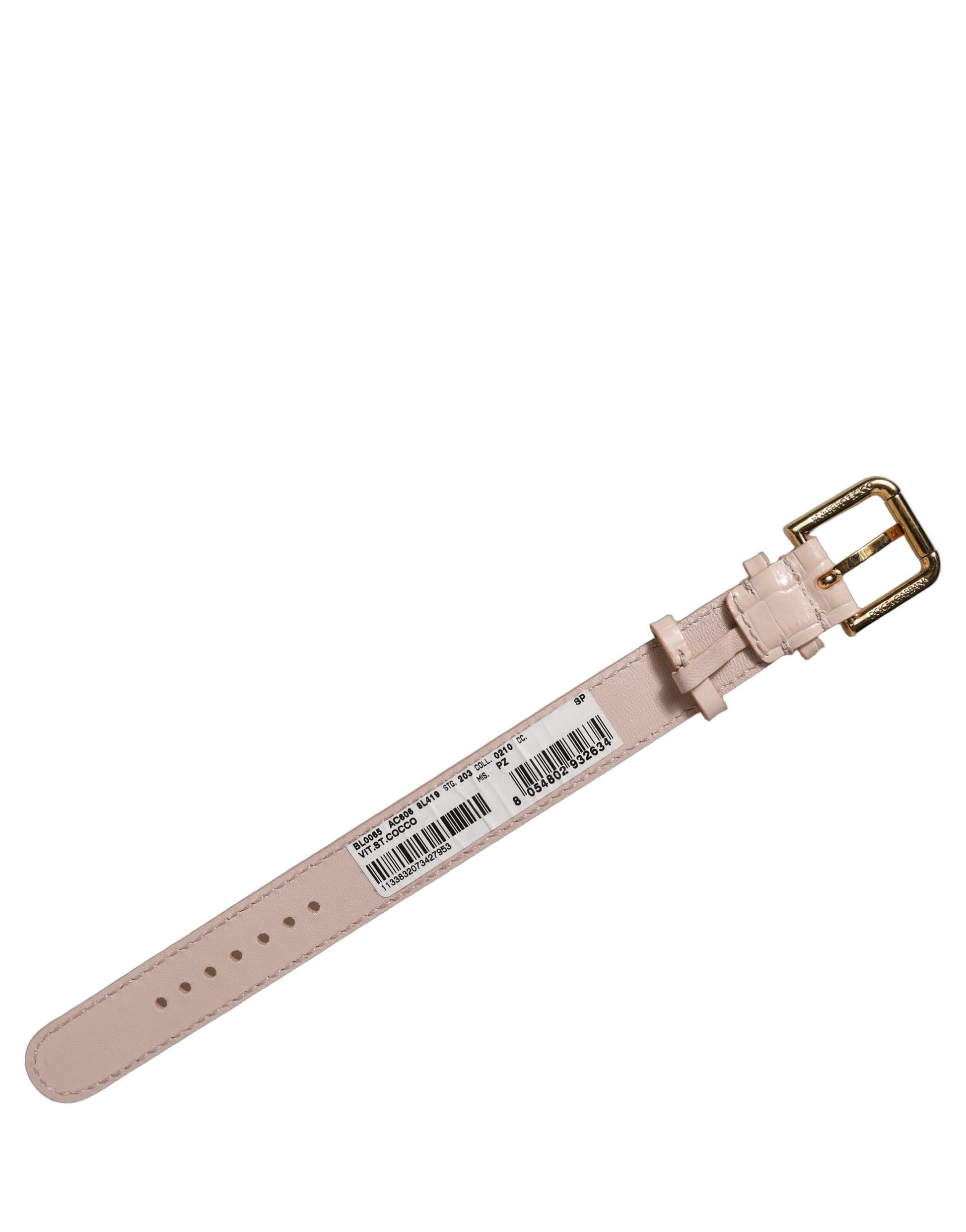 Pink Embossed Leather Gold Buckle Belt Strap Bracelet